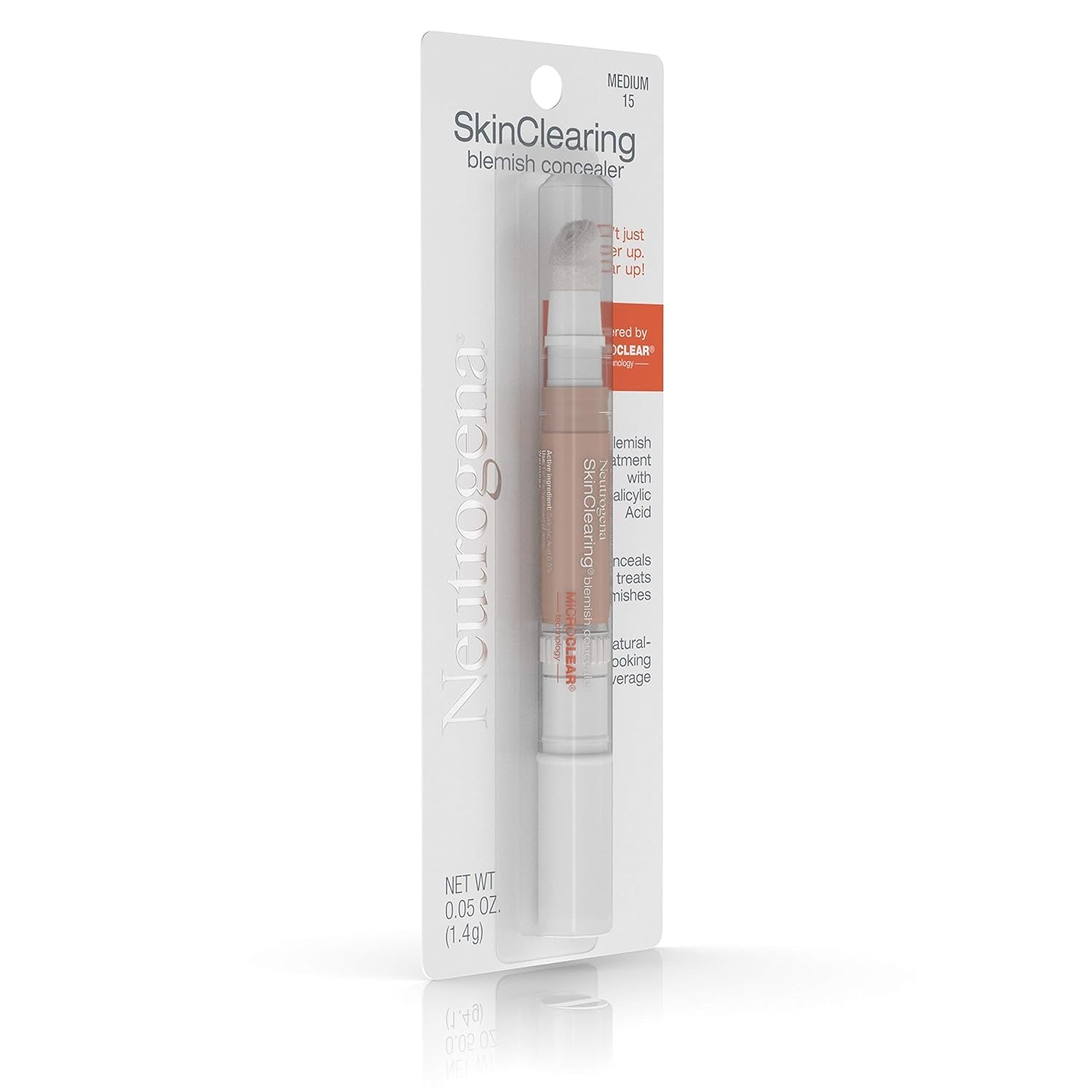 Neutrogena SkinClearing Blemish Concealer Face Makeup with Salicylic Acid Acne Medicine, Non - Comedogenic and Oil - Free Concealer Helps Cover, Treat & Prevent Breakouts, Medium 15,.05 oz - 24hrsmart