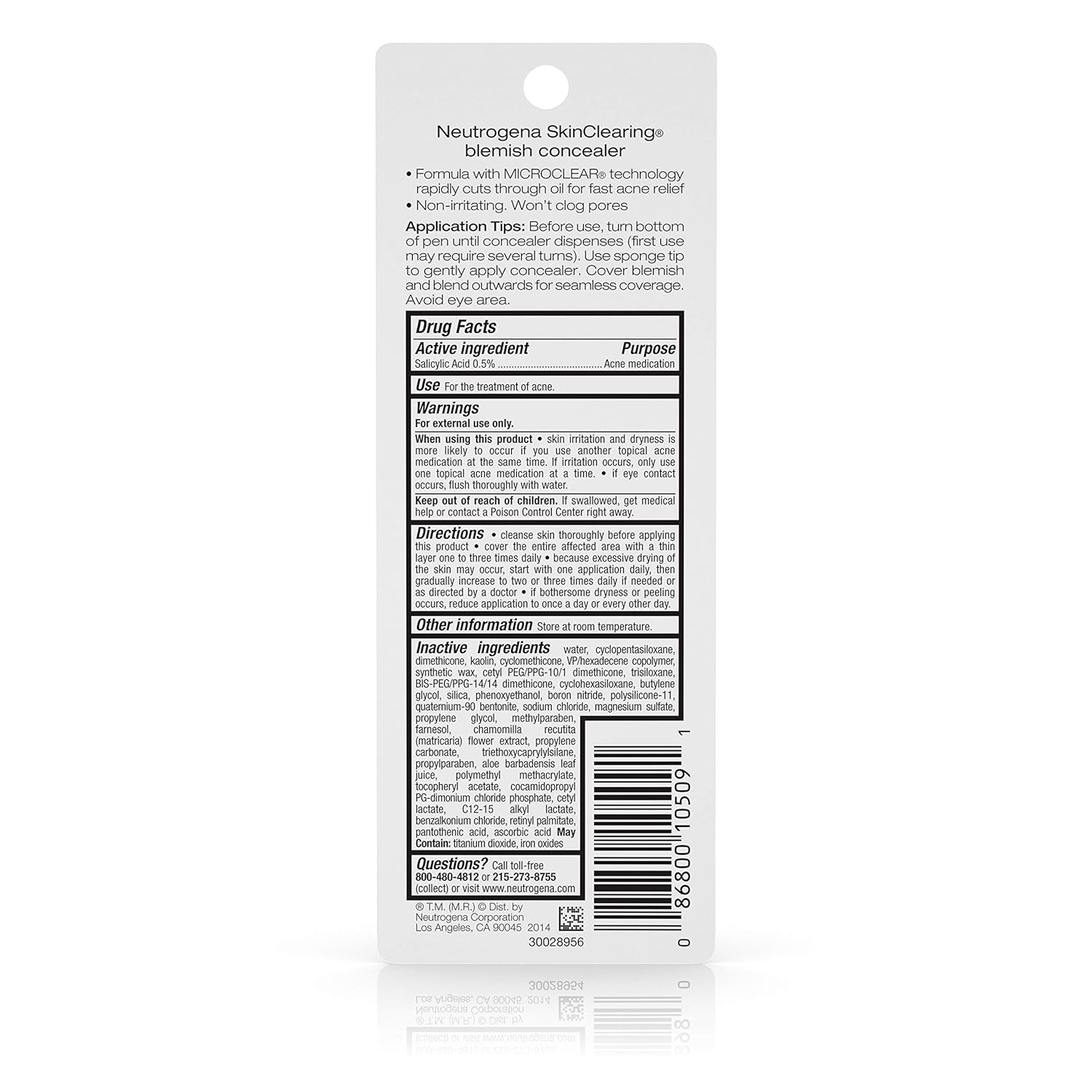 Neutrogena SkinClearing Blemish Concealer Face Makeup with Salicylic Acid Acne Medicine, Non - Comedogenic and Oil - Free Concealer Helps Cover, Treat & Prevent Breakouts, Medium 15,.05 oz - 24hrsmart