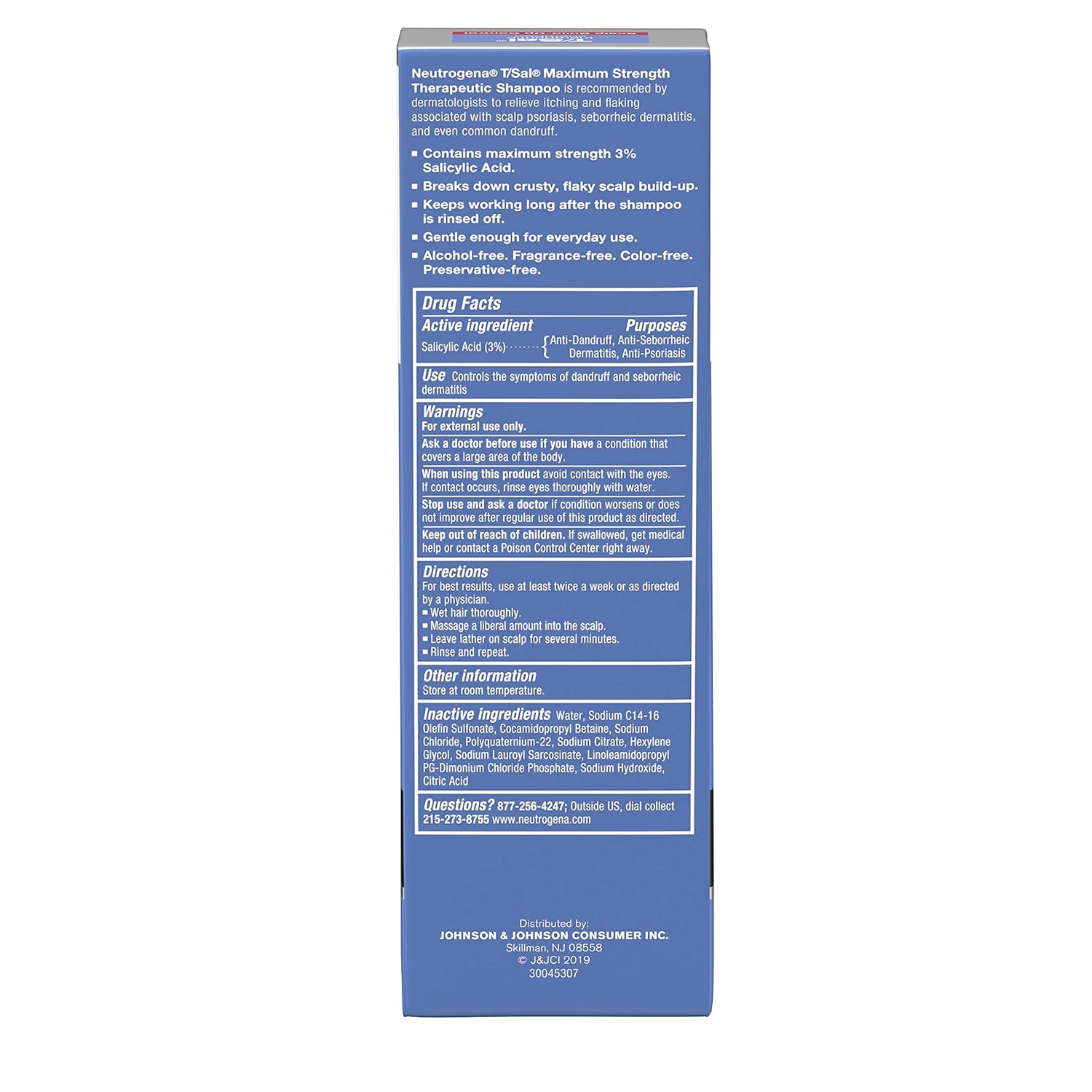 Neutrogena T/Sal Therapeutic Shampoo for Scalp Build - Up Control with Salicylic Acid, Scalp Treatment for Dandruff, Scalp Psoriasis & Seborrheic Dermatitis Relief, 4.5 fl. oz - 24hrsmart