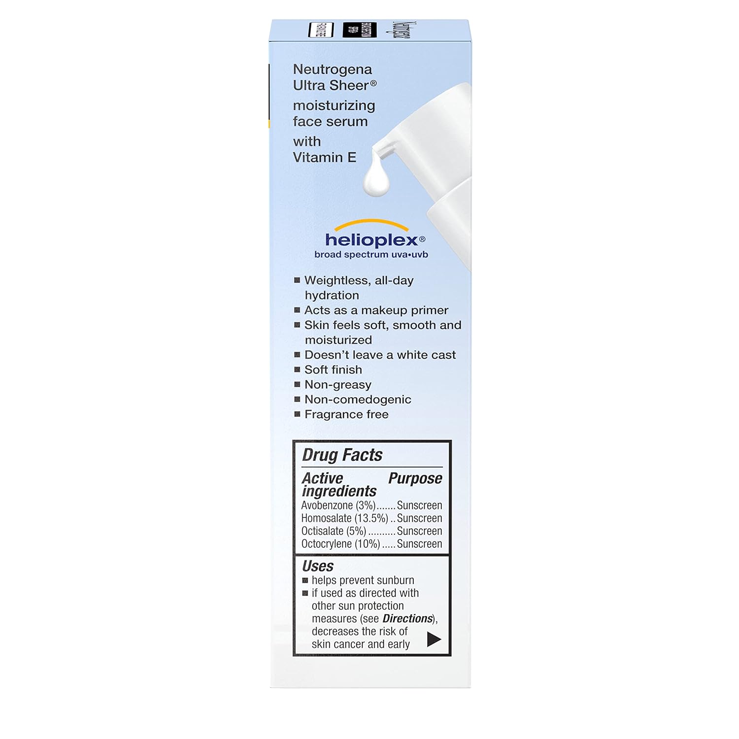 Neutrogena Ultra Sheer Moisturizing Face Serum with Vitamin E & SPF 60+, All Day Facial Sunscreen Serum with Broad Spectrum UVA/UVB Protection, Fragrance - Free, Oxybenzone - Free, 1.7 oz - 24hrsmart