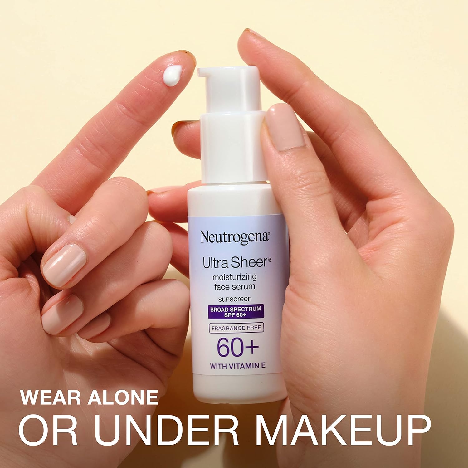 Neutrogena Ultra Sheer Moisturizing Face Serum with Vitamin E & SPF 60+, All Day Facial Sunscreen Serum with Broad Spectrum UVA/UVB Protection, Fragrance - Free, Oxybenzone - Free, 1.7 oz - 24hrsmart