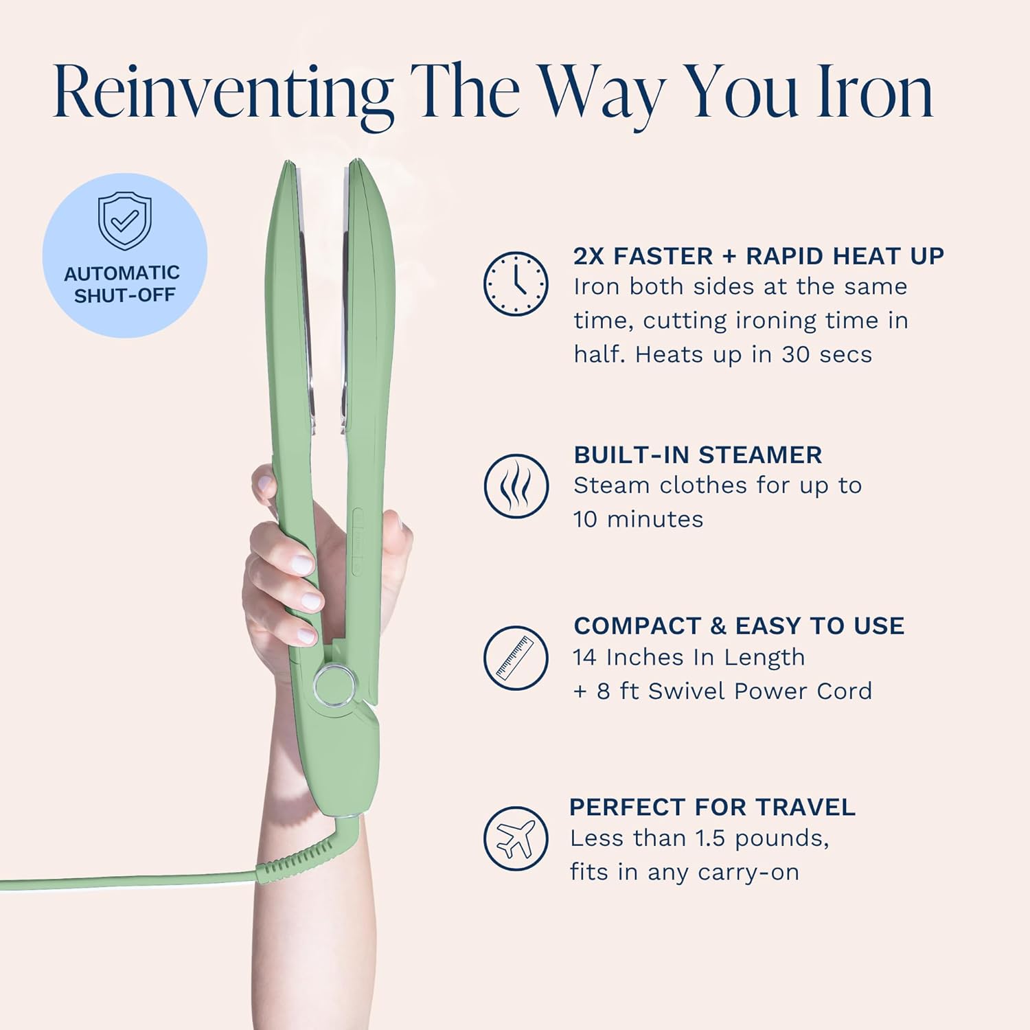 Nori Press Handheld Steam Iron Green - 24hrsmart