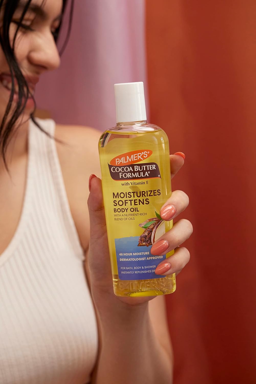 Palmer's Cocoa Butter Moisturizing Body Oil with Vitamin E, Radiant Looking Glow and Skin Hydration, Instant Absorption, Bath, Body and Shower, 8.5 Ounces - 24hrsmart