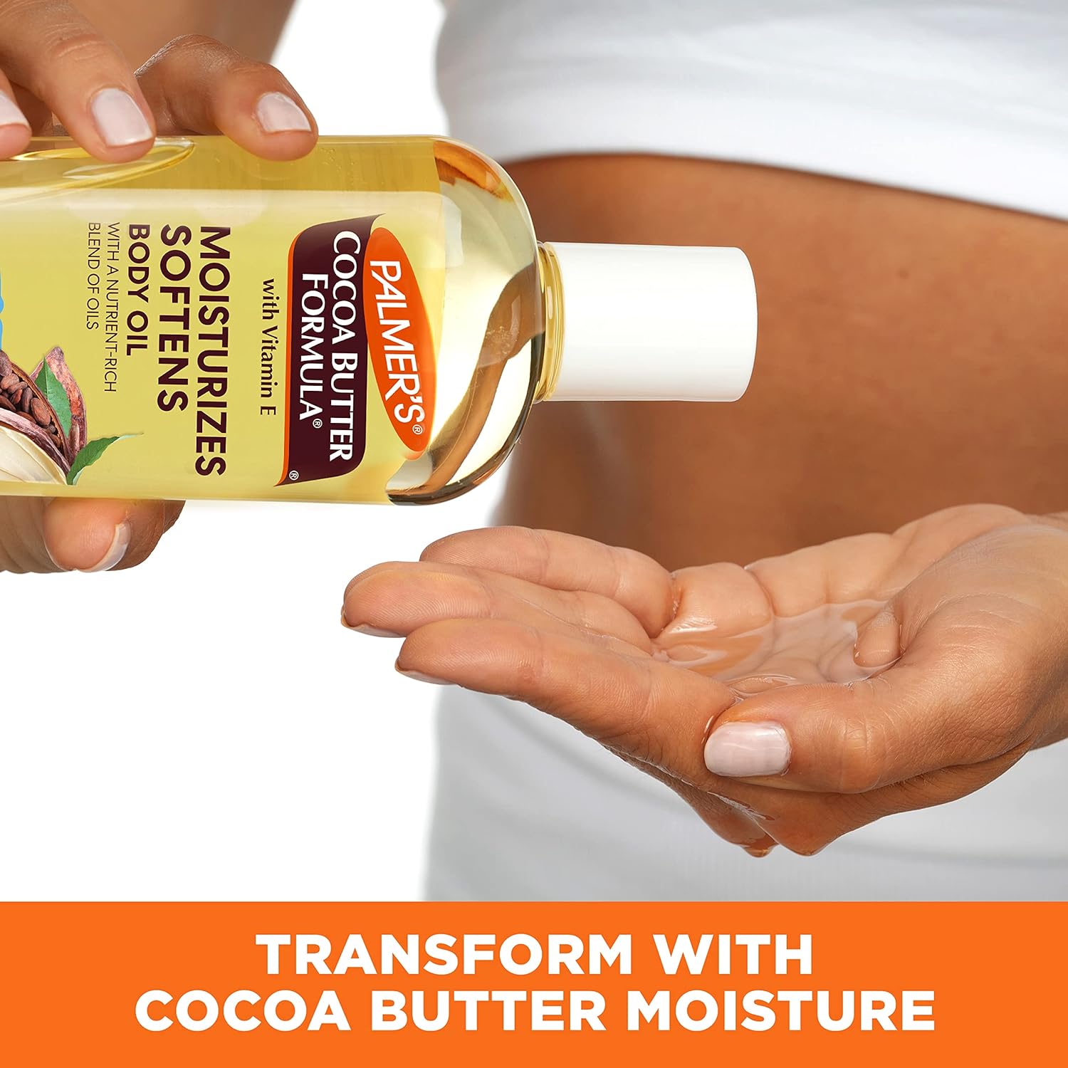 Palmer's Cocoa Butter Moisturizing Body Oil with Vitamin E, Radiant Looking Glow and Skin Hydration, Instant Absorption, Bath, Body and Shower, 8.5 Ounces - 24hrsmart