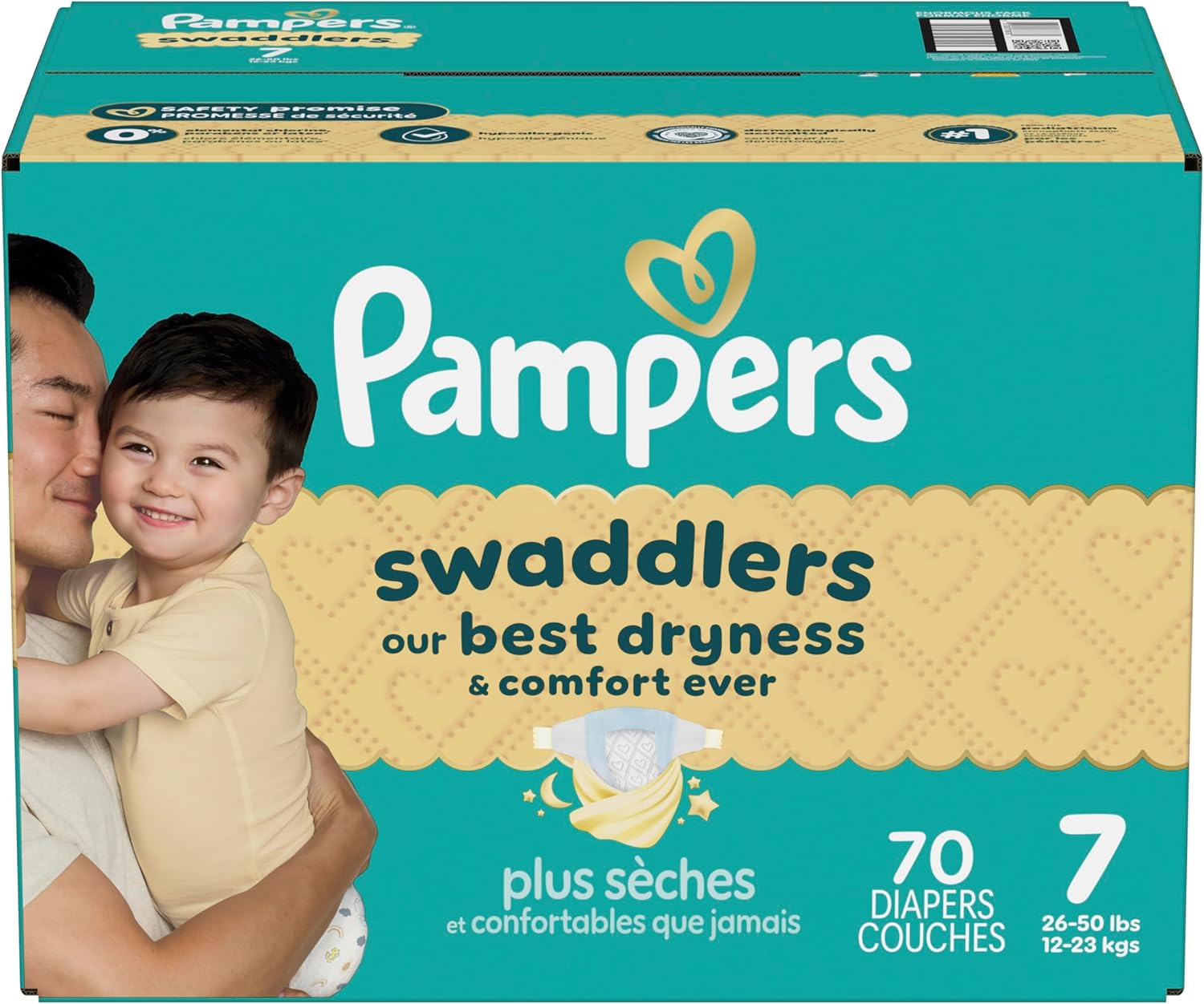 Pampers Swaddlers Active Baby Diapers - Size 7, 70 Count Enormous Pack - 24hrsmart