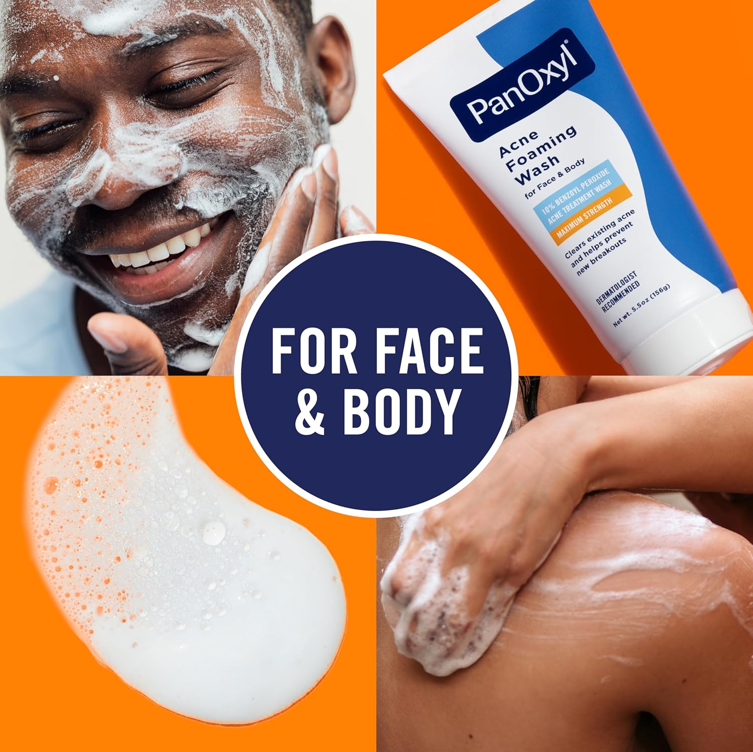 PanOxyl Acne Foaming Wash Benzoyl Peroxide 10% Maximum Strength Antimicrobial, 5.5 Oz - 24hrsmart