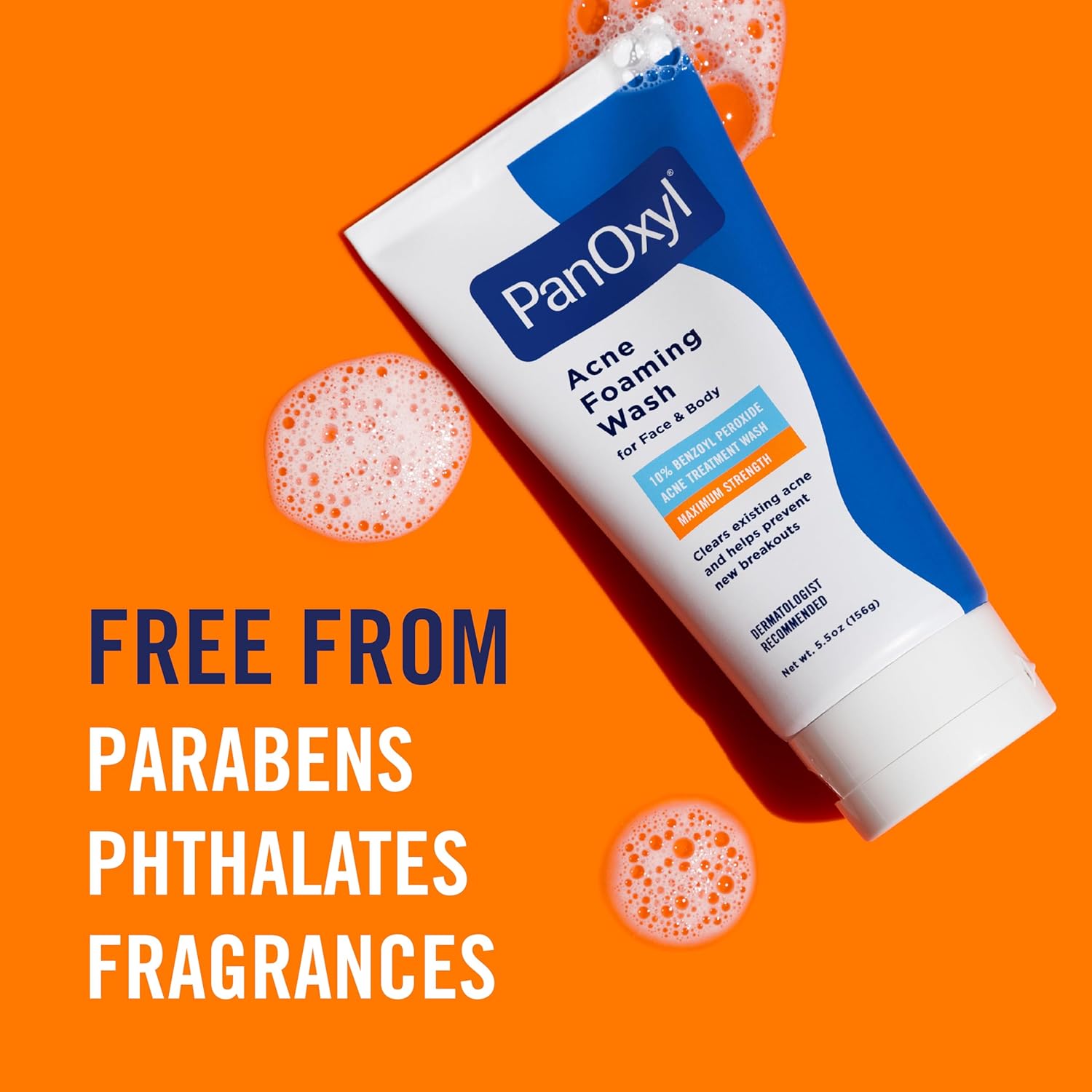 PanOxyl Acne Foaming Wash Benzoyl Peroxide 10% Maximum Strength Antimicrobial, 5.5 Oz - 24hrsmart