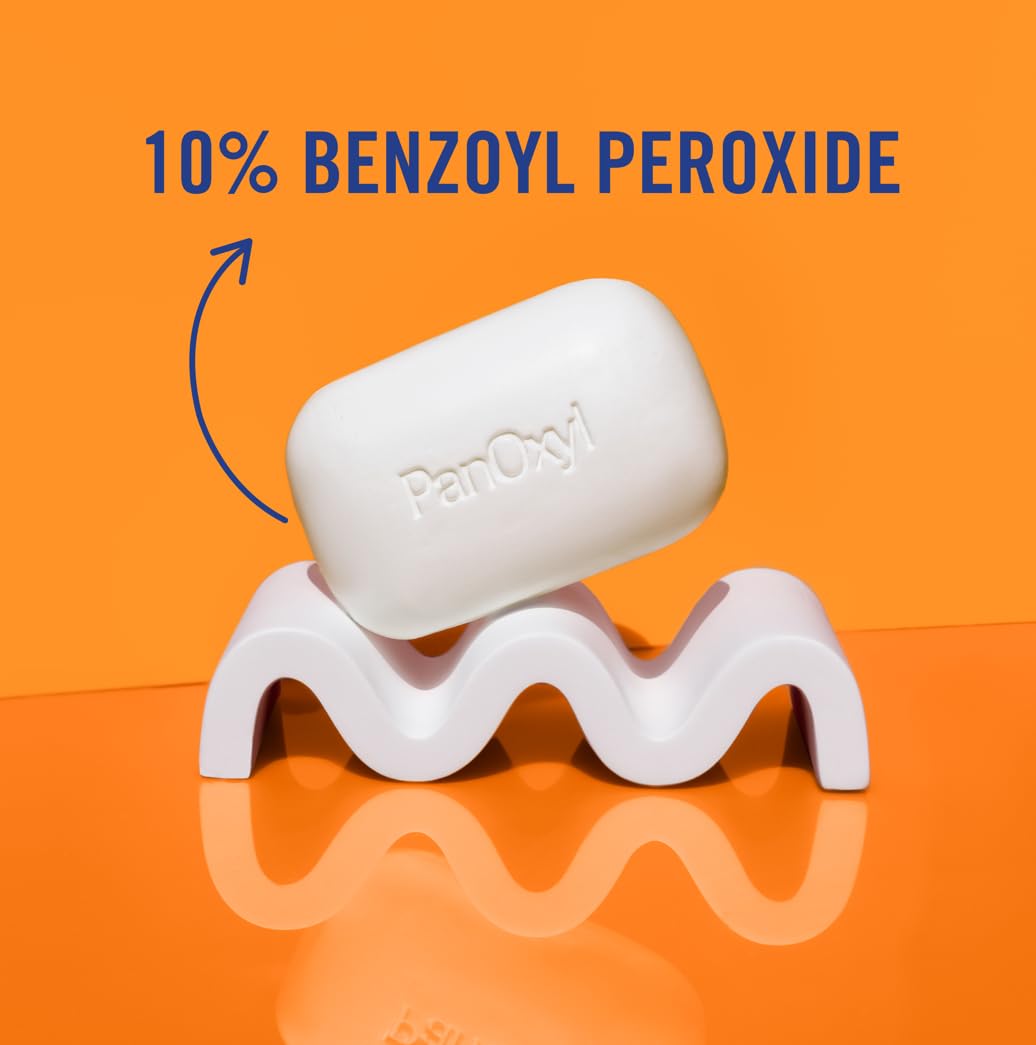 PanOxyl Acne Treatment Bar with 10% Benzoyl Peroxide, Maximum Strength Acne Bar Soap for Face, Chest and Back, Benzoyl Peroxide Bar Soap Body Wash, Vegan, For Acne Prone Skin, 4 oz - 24hrsmart