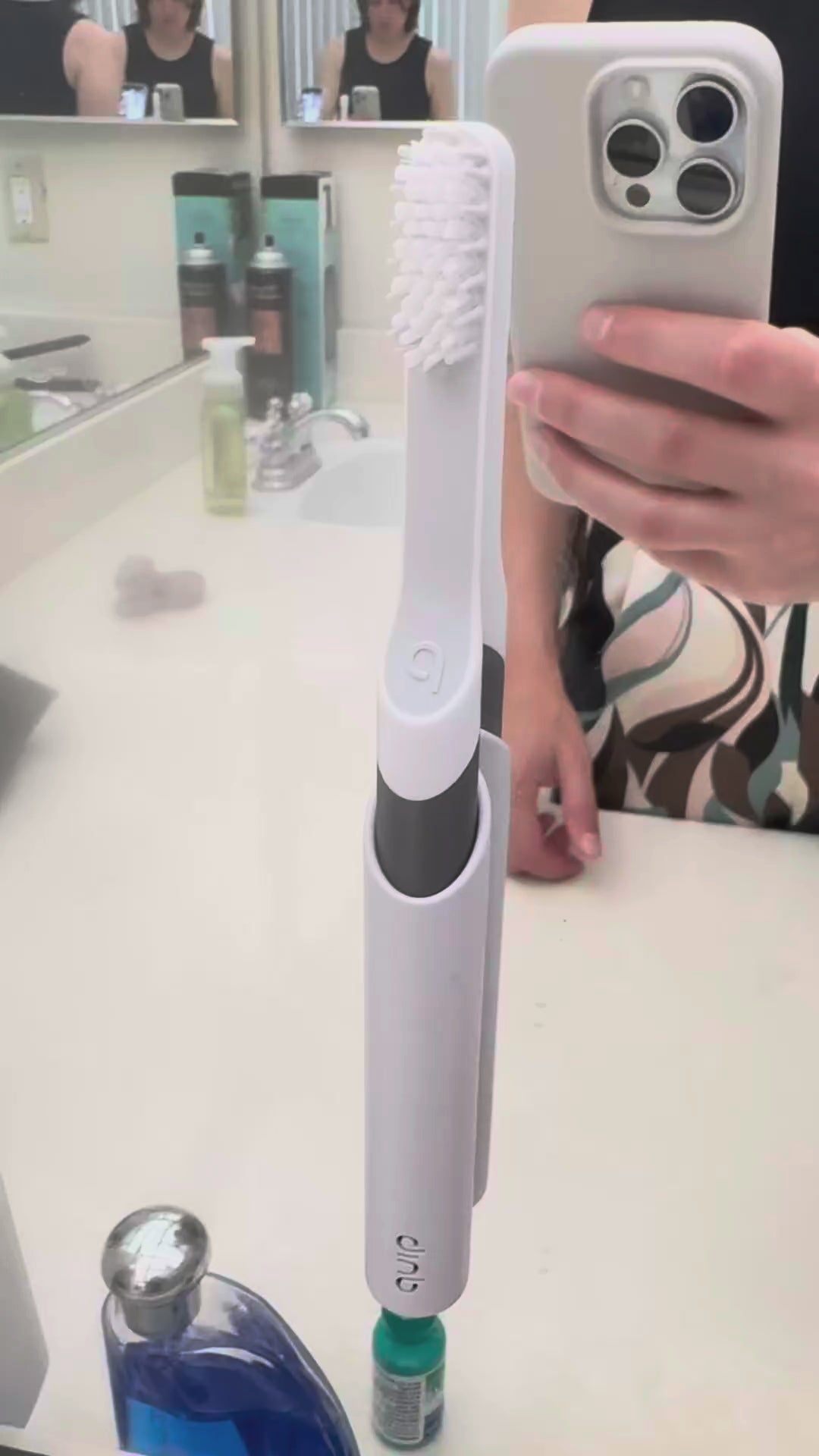 quip Sonic Electric Metal Toothbrush with Travel Case, Water-Resistant, Slate Finish