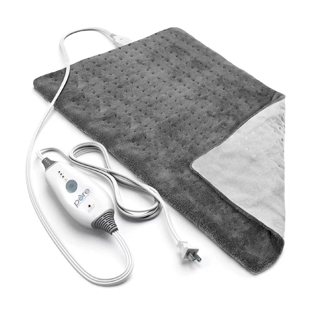 Pure Enrichment PureRelief 4 Heat 2hr Deluxe Electric Heating Pad Gray 12"x24" - 24hrsmart