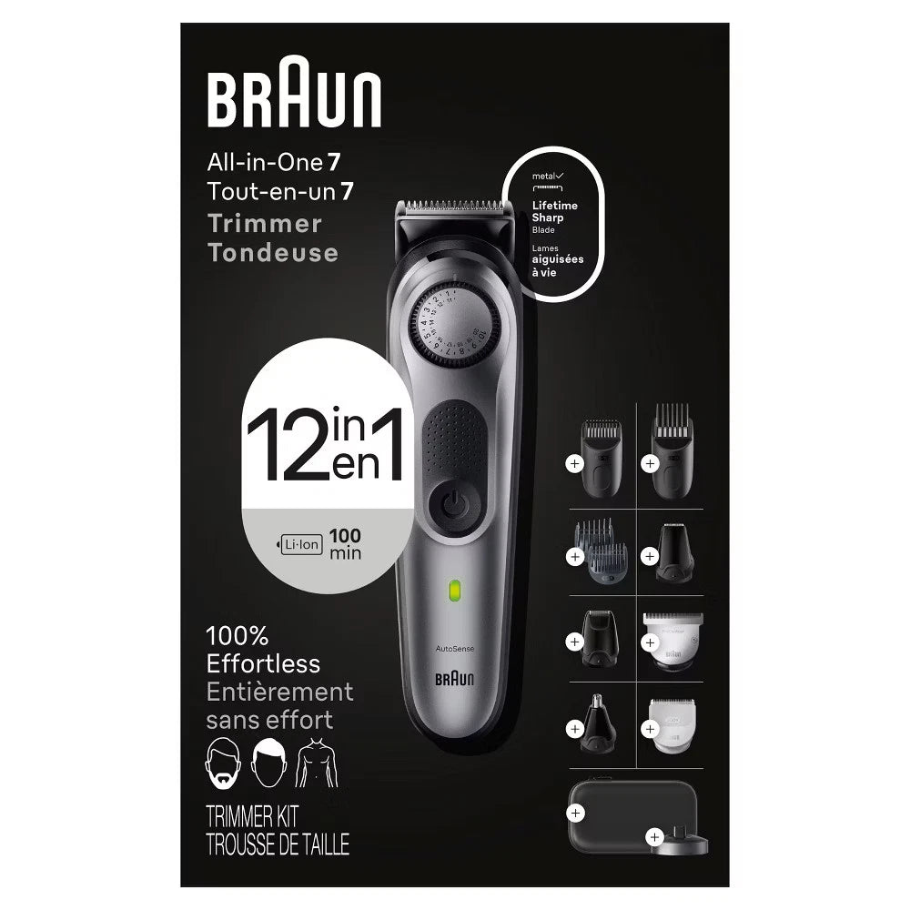 Braun Series 7 men's grooming kit with multi-purpose beard, body and hair trimmer