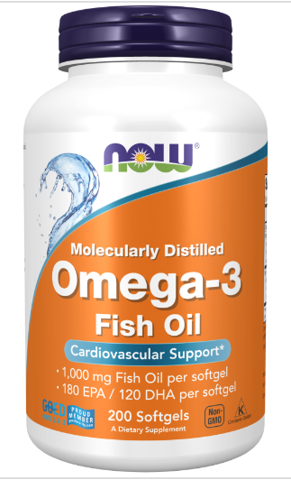 NOW Foods Omega 3 Fish Oil, 1000 mg, 200 Softgels 24Hr Smart