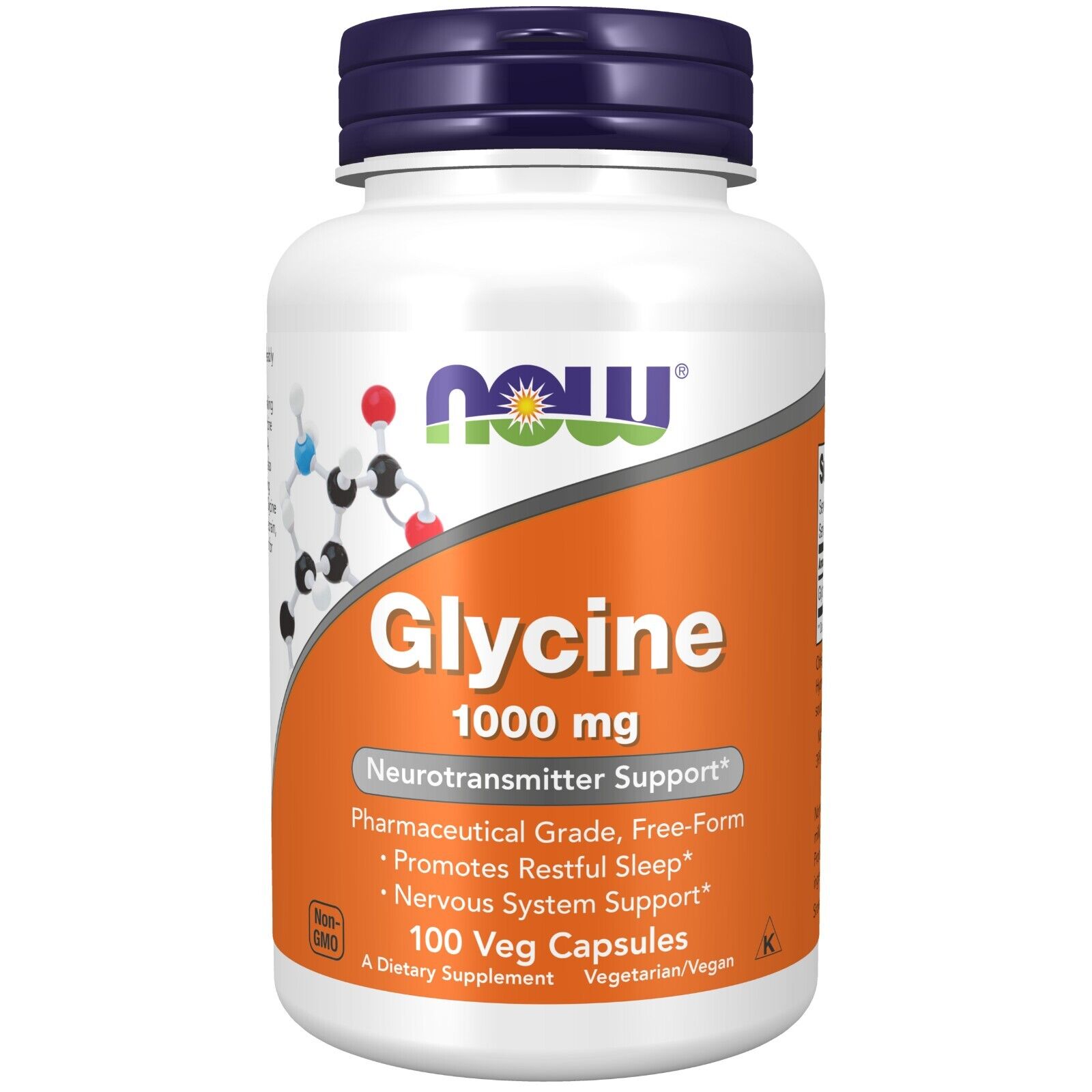 NOW Foods Glycine 1000mg, 100 Veg Capsules 24Hr Smart