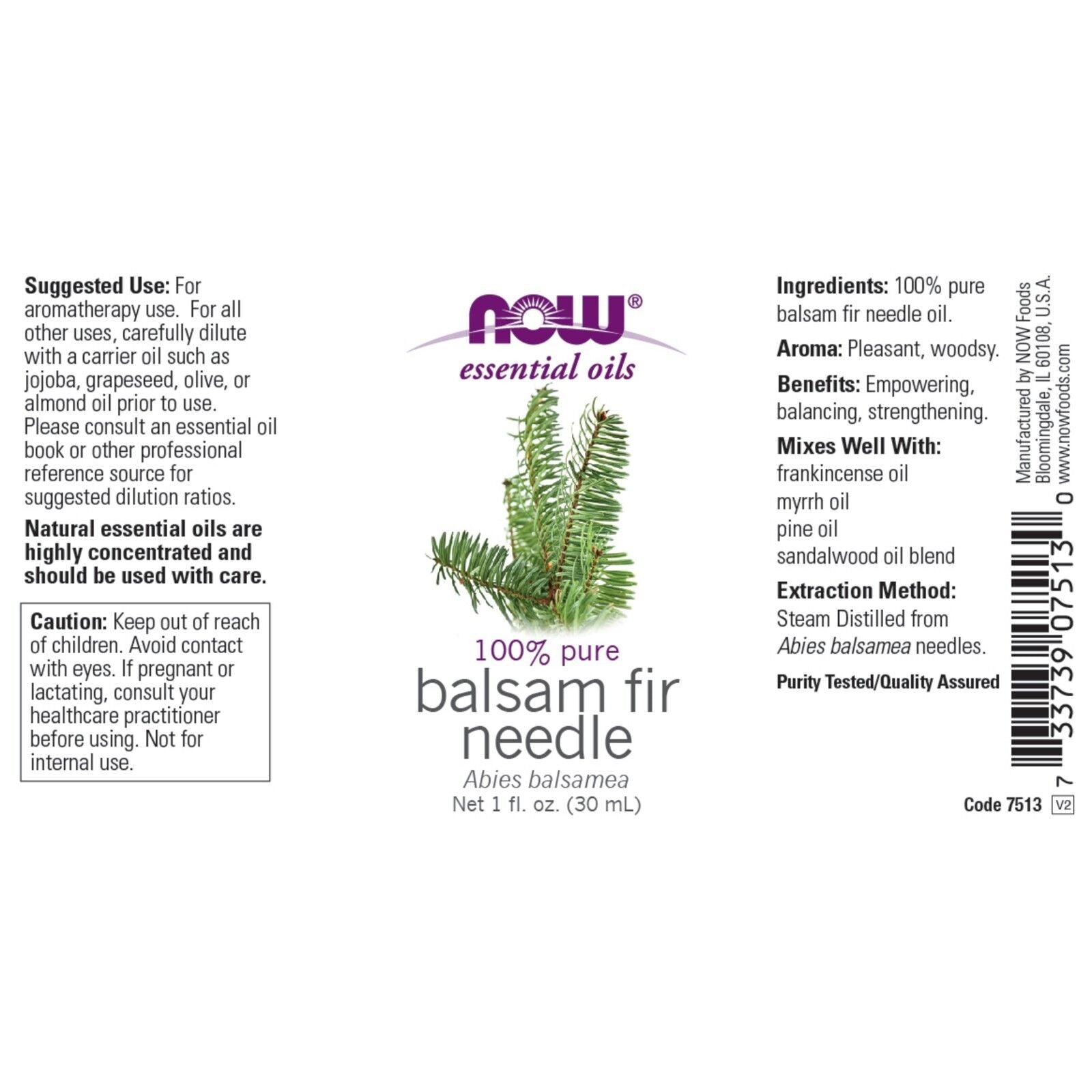 NOW Foods Balsam Fir Needle Oil, 1 fl. oz. 24Hr Smart