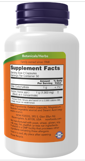 Now Yucca, 500mg, 100 Veg Capsules 24Hr Smart