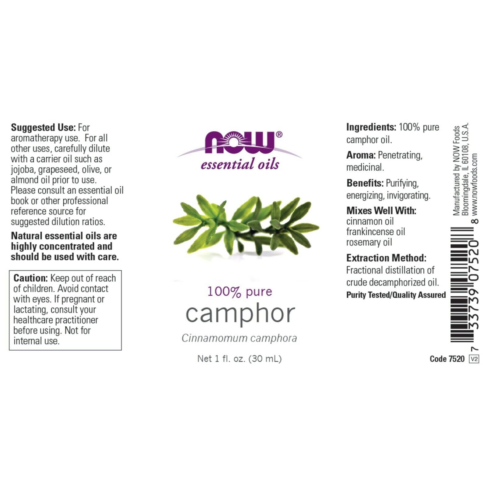 NOW Foods Camphor Oil, 1 fl. oz. 24Hr Smart