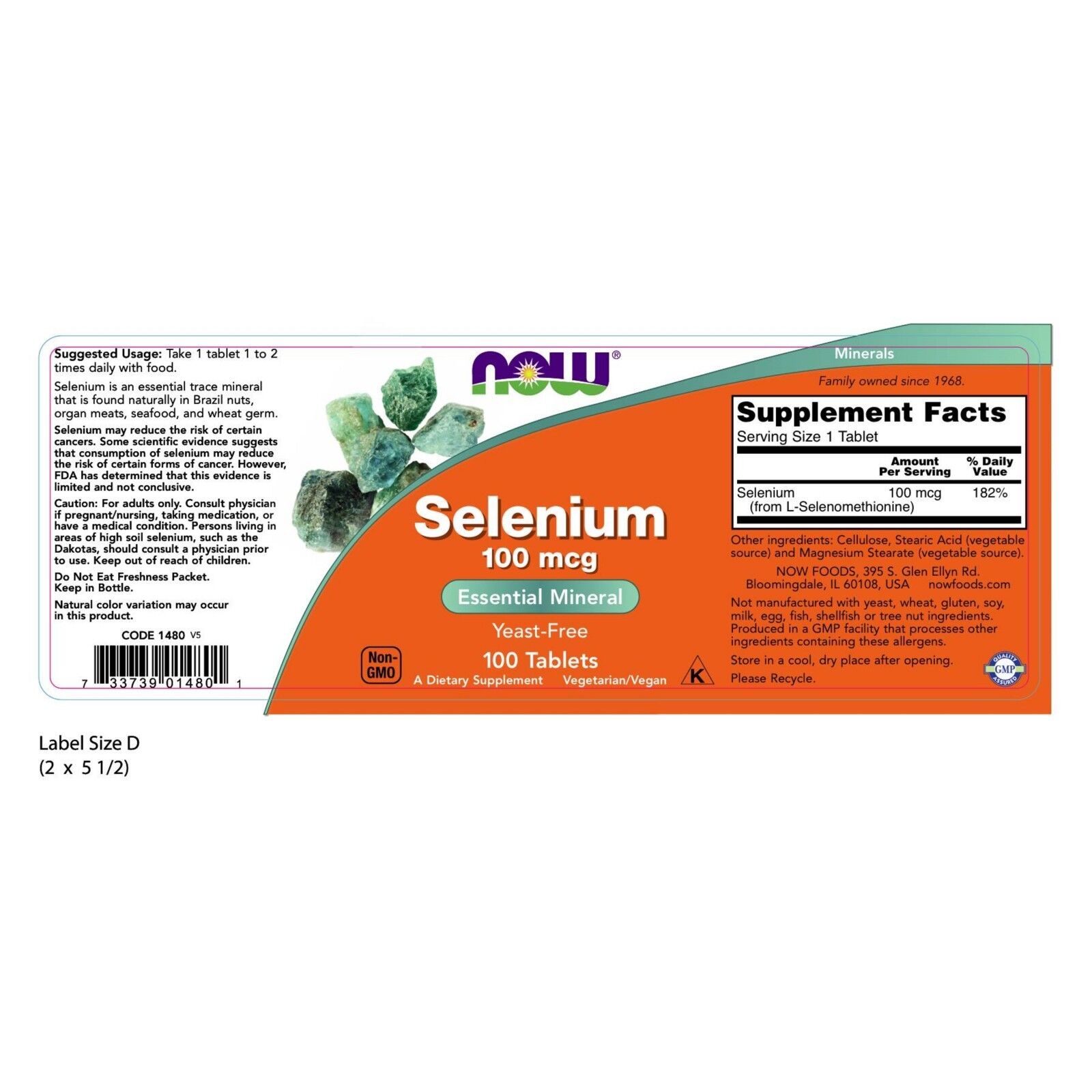NOW Foods Selenium, 100 mcg, 100 Tablets 24Hr Smart