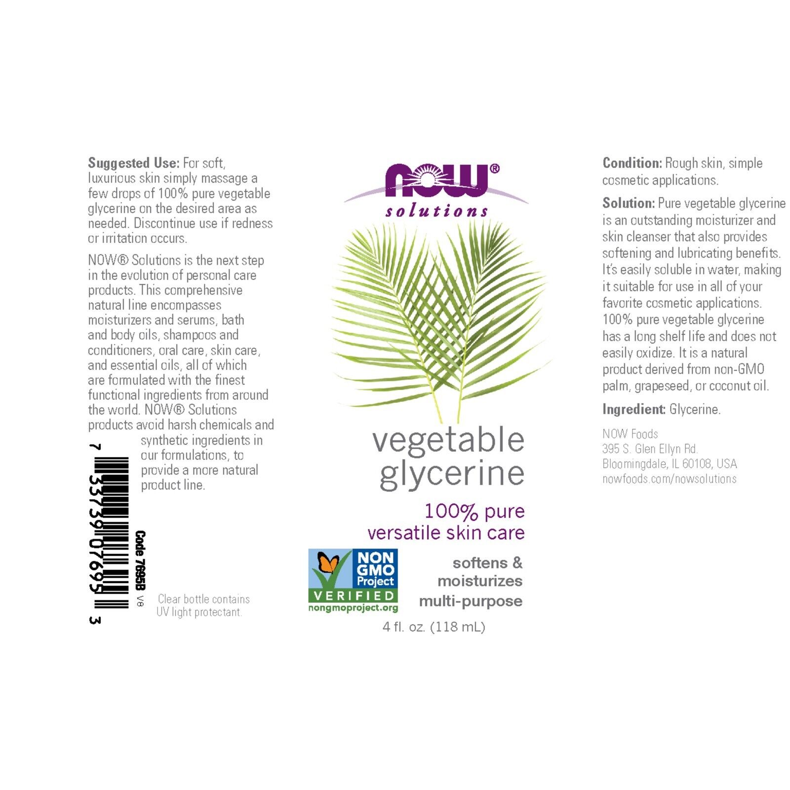 NOW Foods Vegetable Glycerin, 4 fl. oz. 24Hr Smart