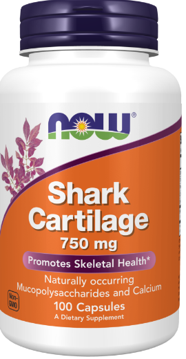 Now Foods Shark Cartilage 750 mg, 100 Capsules 24Hr Smart