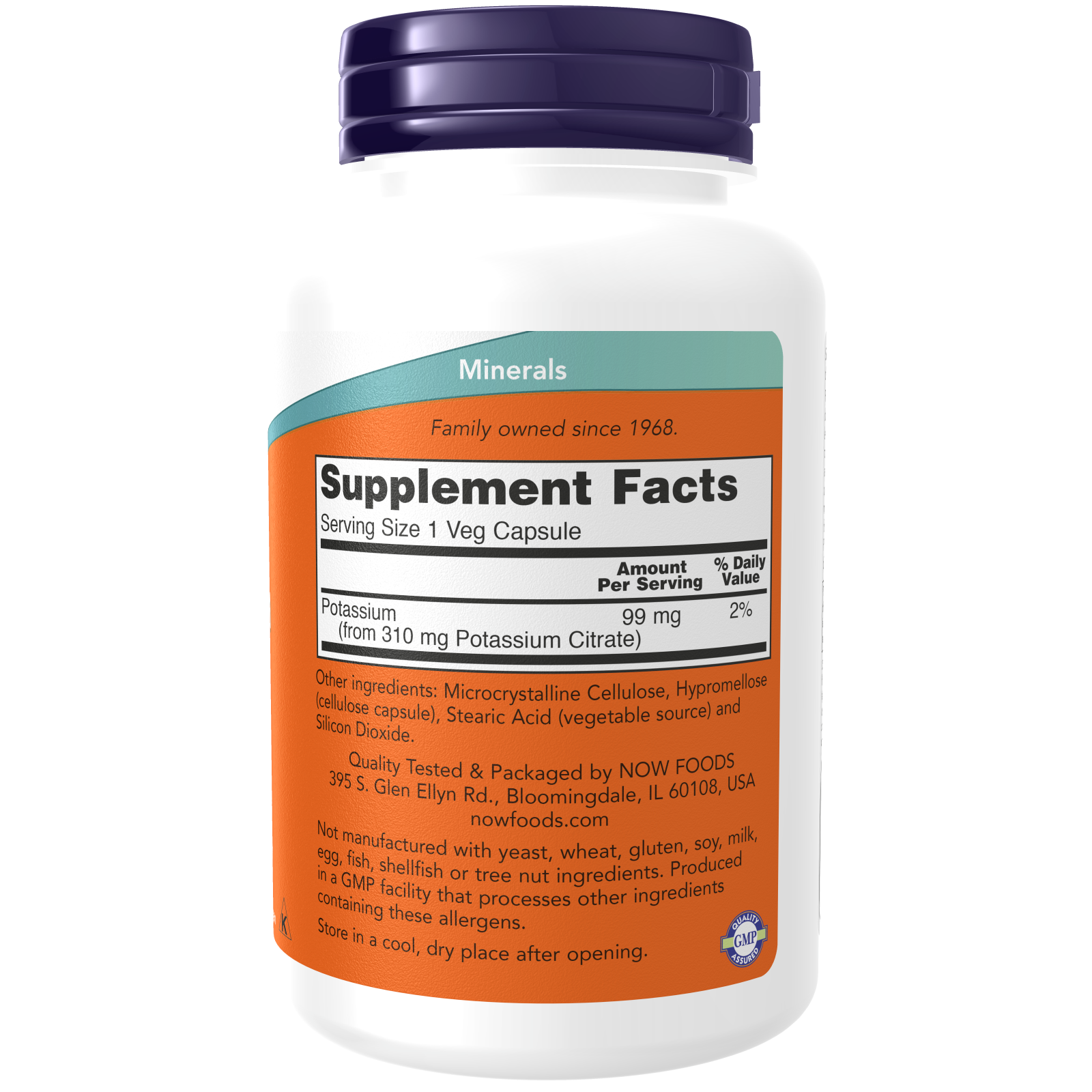 NOW Foods Potassium Citrate, 99 mg, 180 Capsules 24Hr Smart