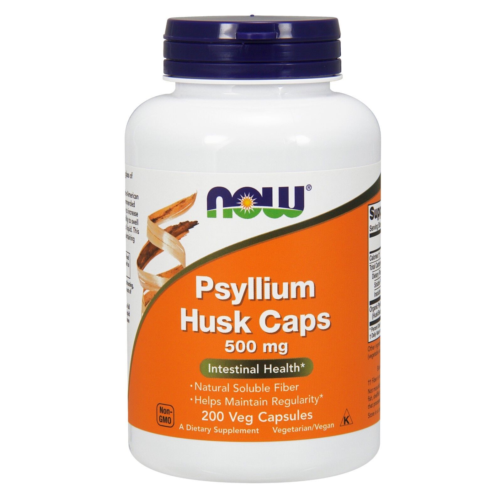 NOW Foods Psyllium Husk, 500 mg, 200 Capsules 24Hr Smart
