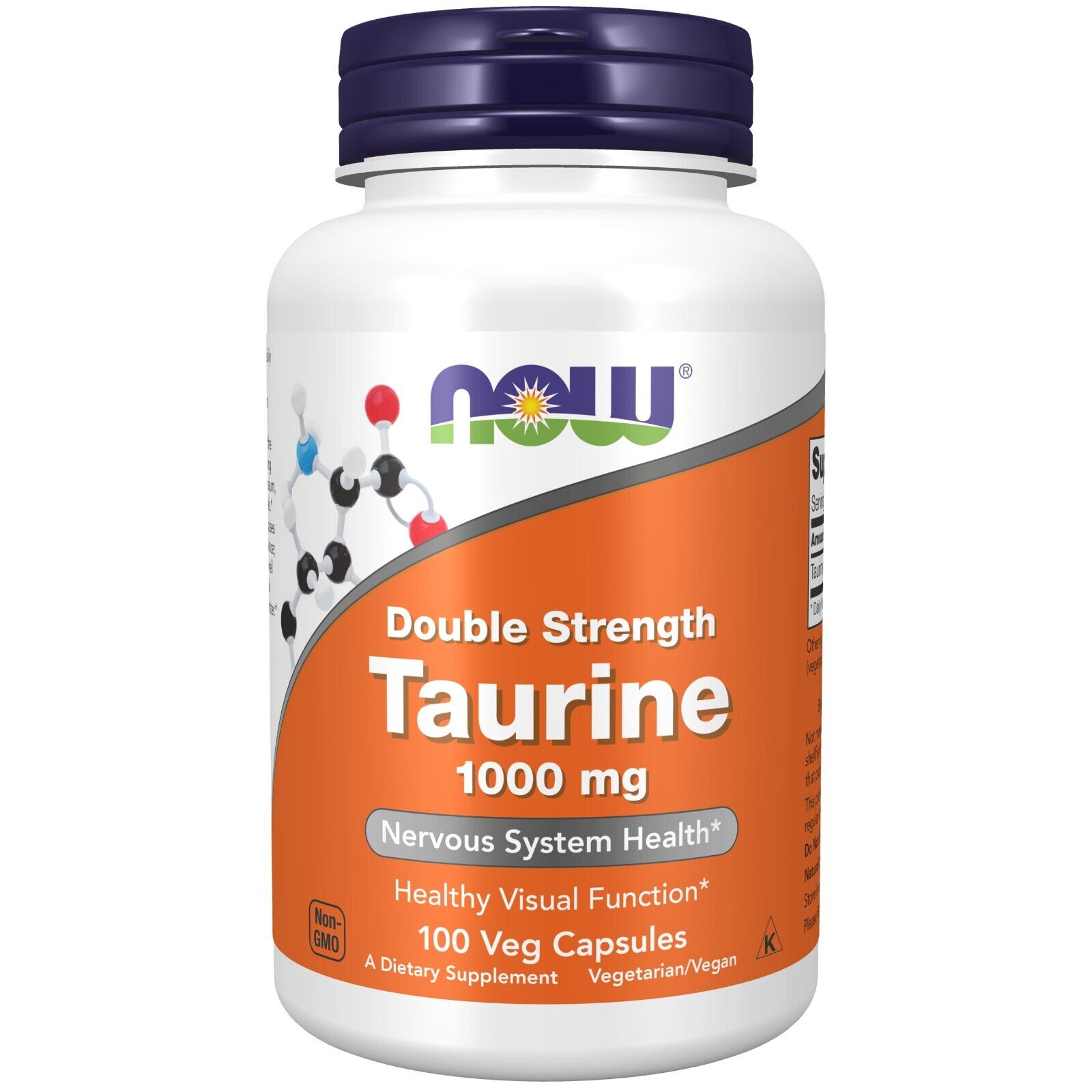 NOW Foods Double Strength Taurine 1,000 mg, 100 Veg Capsules 24Hr Smart