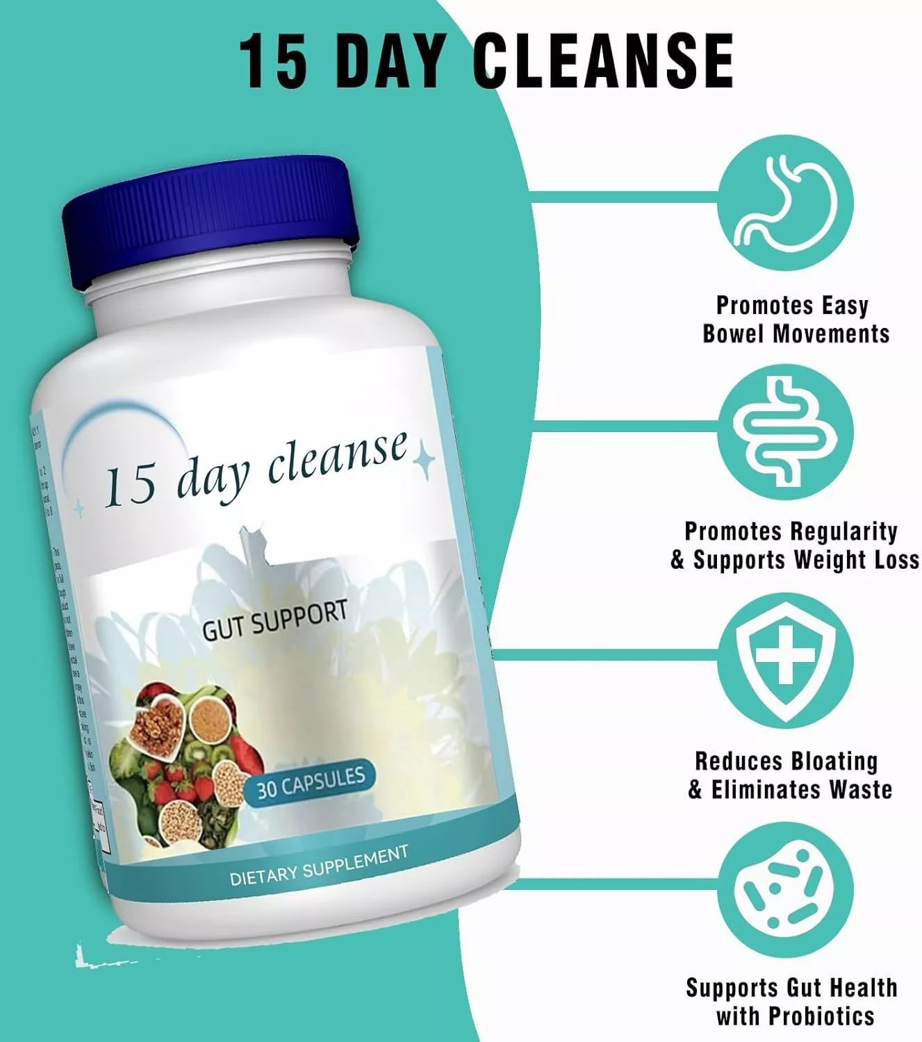 Milamiamor 15 Day Cleanse - Gut and Colon Support - Advanced Gut Cleanse Detox for Women & Men with Senna, Cascara Sagrada & Psyllium Husk - Non-GMO - Made in USA - 30 Capsules 24Hr Smart
