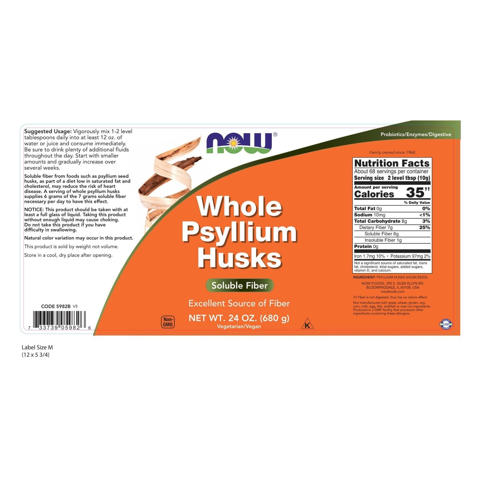 NOW Foods Psyllium Husks, Whole, 24 oz. 24Hr Smart