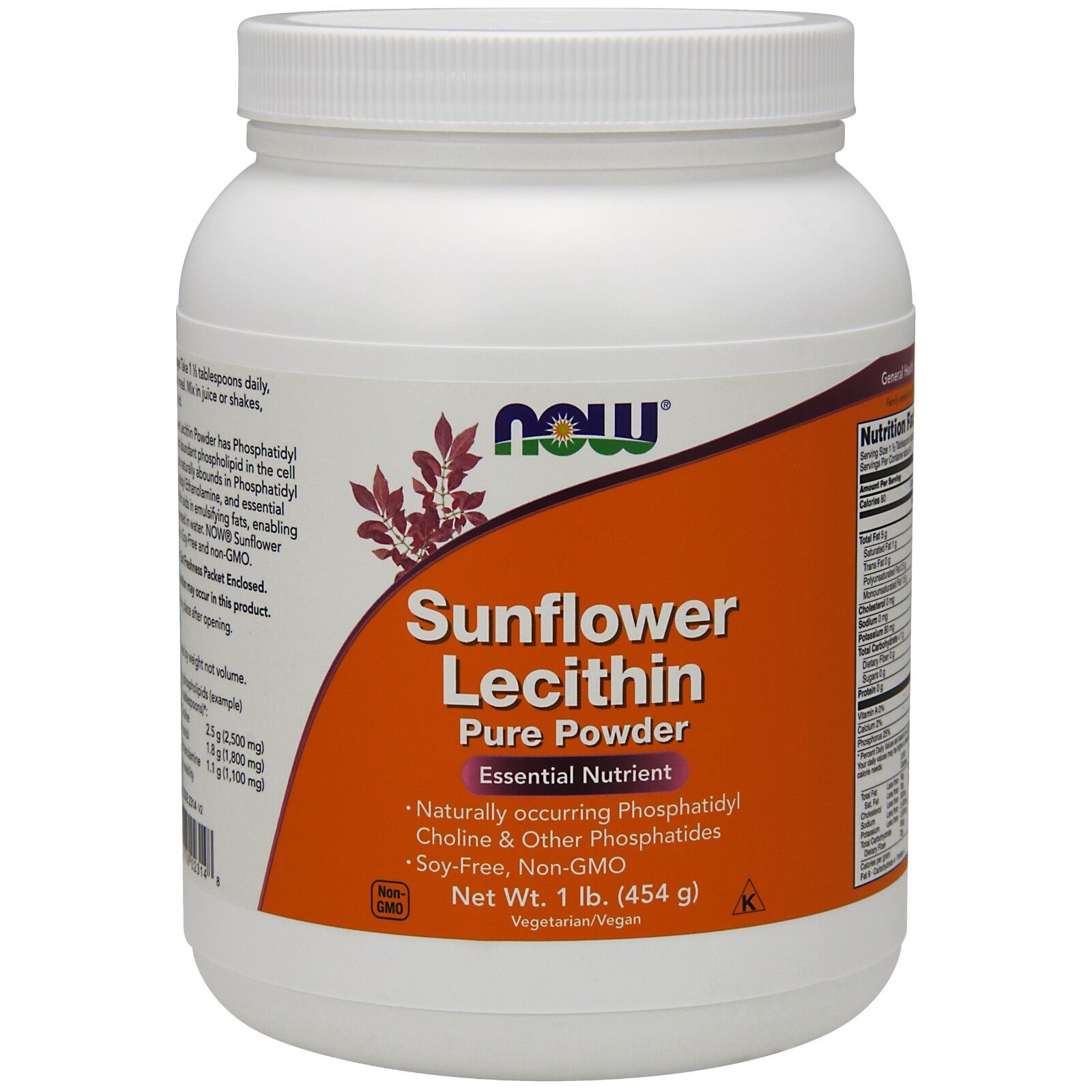 NOW Foods Sunflower Lecithin Pure Powder, 1 lb. 24Hr Smart