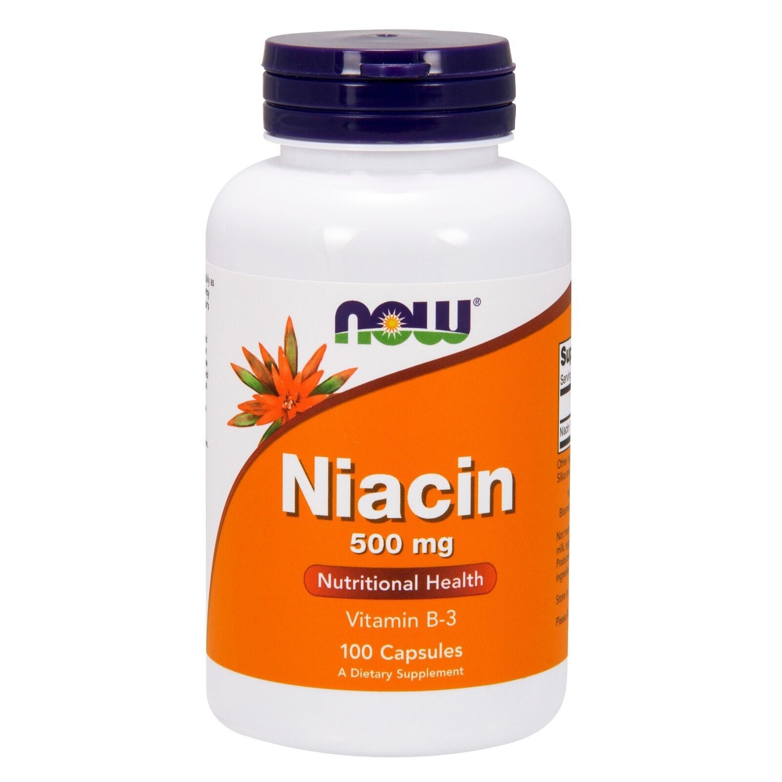 NOW Foods Niacin, 500 mg, 100 Capsules 24Hr Smart