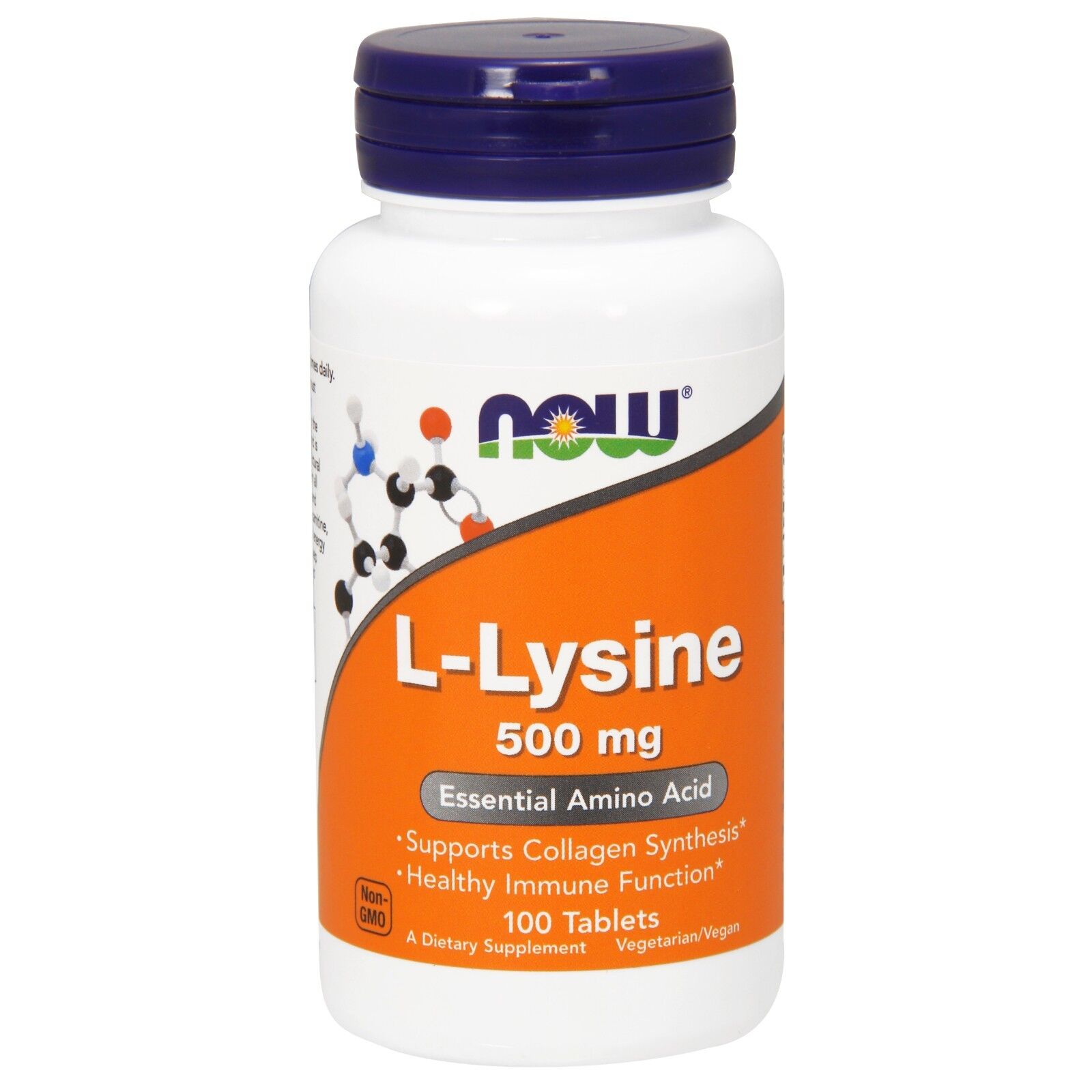 NOW Foods L-Lysine, 500 mg, 100 Tablets - Collagen Synthesis & Immune Function 24Hr Smart