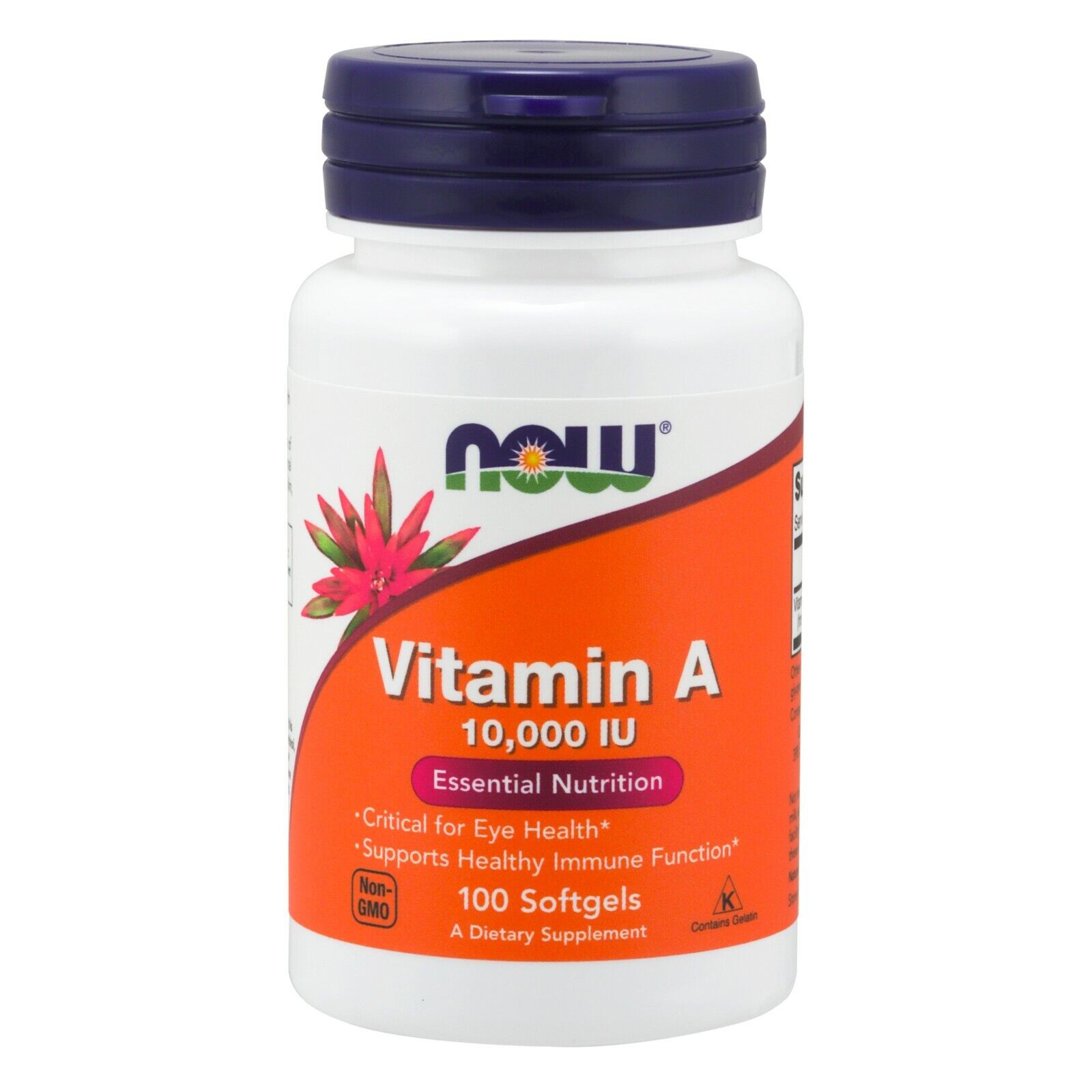 NOW Foods Vitamin A, 10,000 IU, 100 Softgels 24Hr Smart