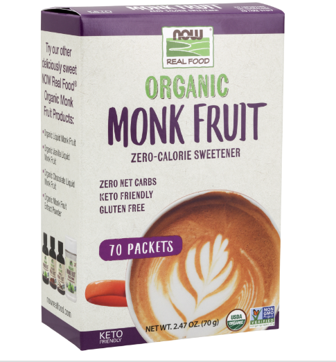 Now Foods Organic Monk Fruit, 70 Packets 24Hr Smart