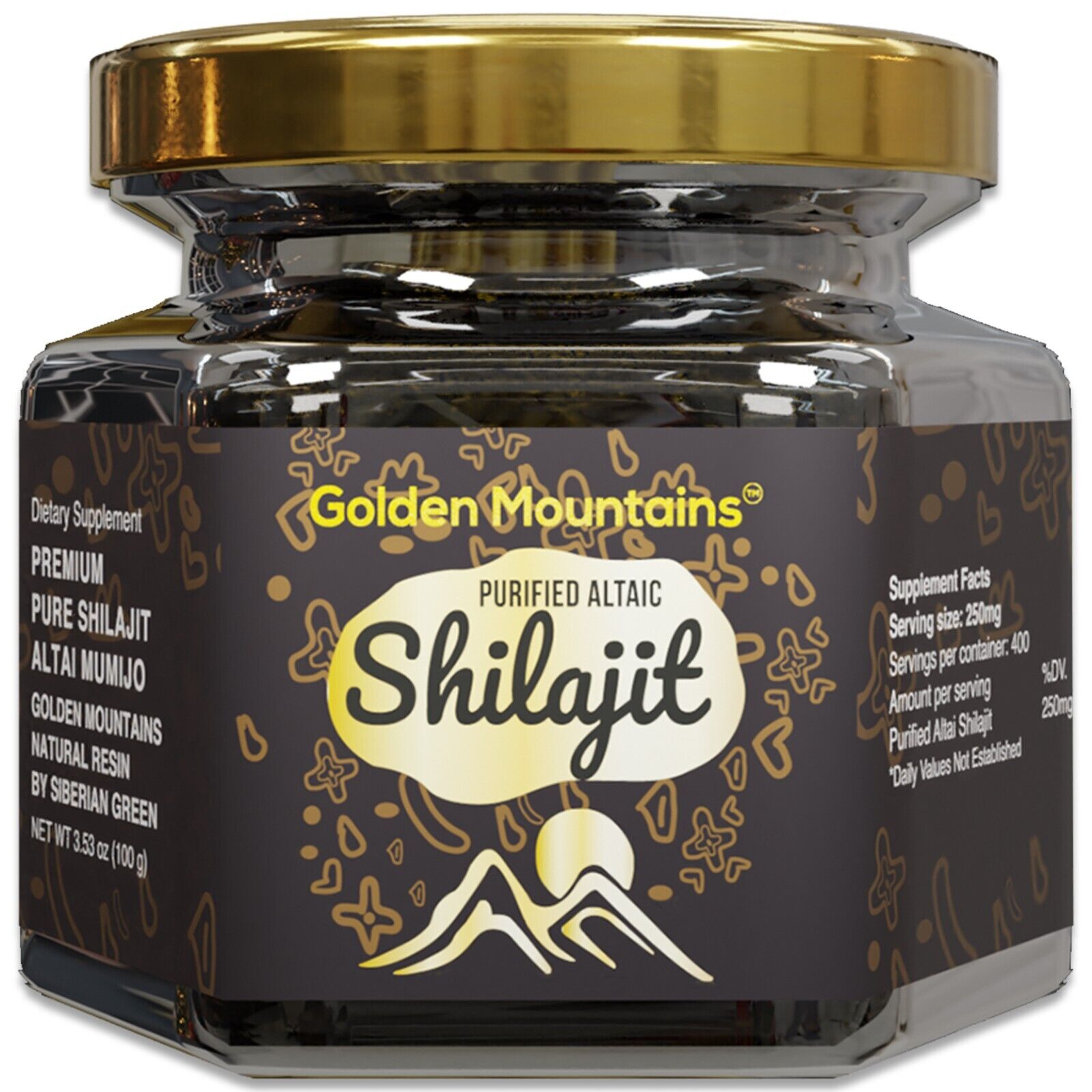 Golden Mountains Shilajit Resin Premium Pure Authentic Siberian Altai 100g 24Hr Smart