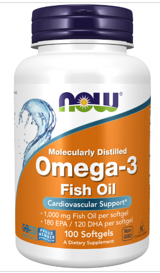 NOW Foods Omega-3 Fish OIl, 1000 mg, 100 Softgels 24Hr Smart