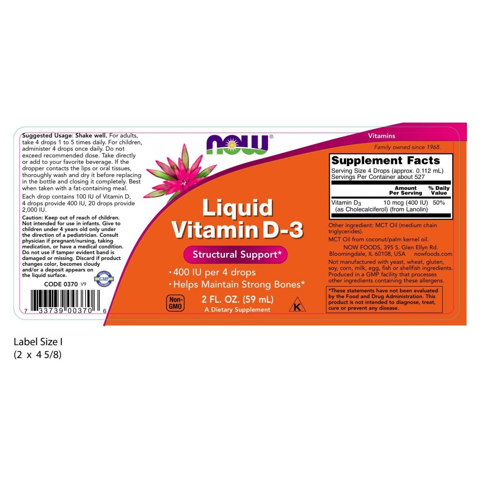 NOW Foods Vitamin D-3 Liquid, 2 fl. oz.