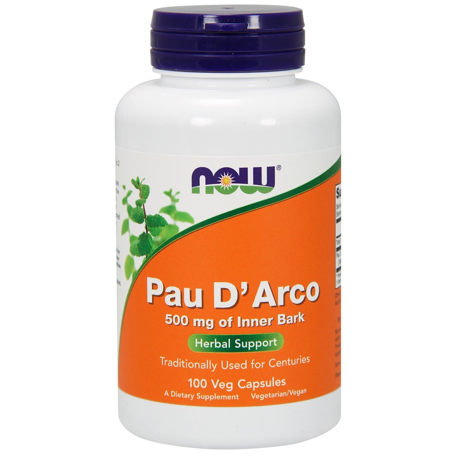 NOW Foods Pau D'Arco, 500 mg, 100 Veg Capsules 24Hr Smart