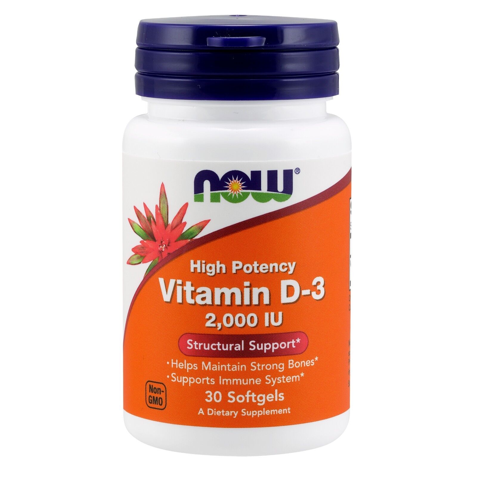 NOW Foods Vitamin D-3, 2000 IU, 30 Softgels 24Hr Smart