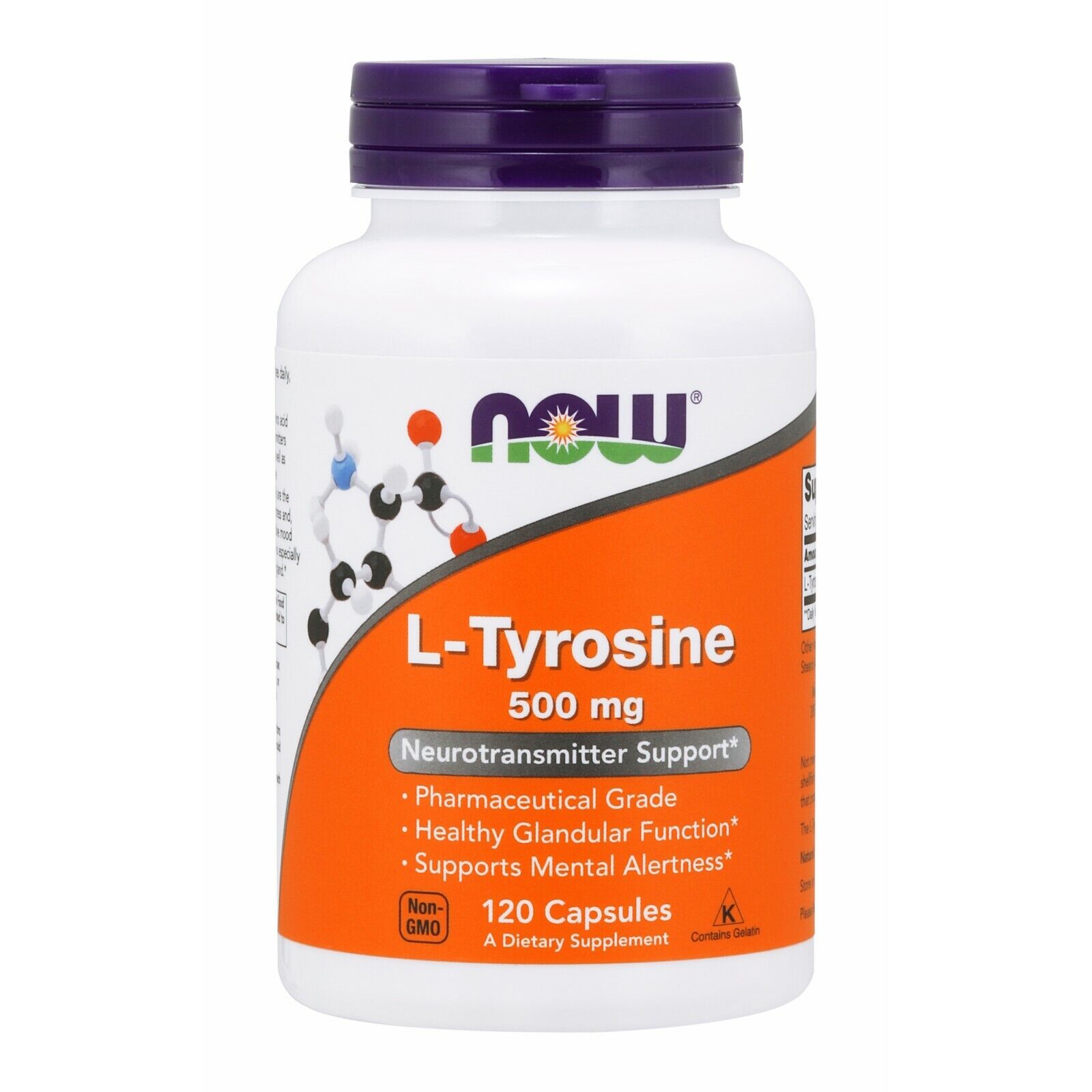 NOW Foods L-Tyrosine, 500 mg, 120 Capsules 24Hr Smart