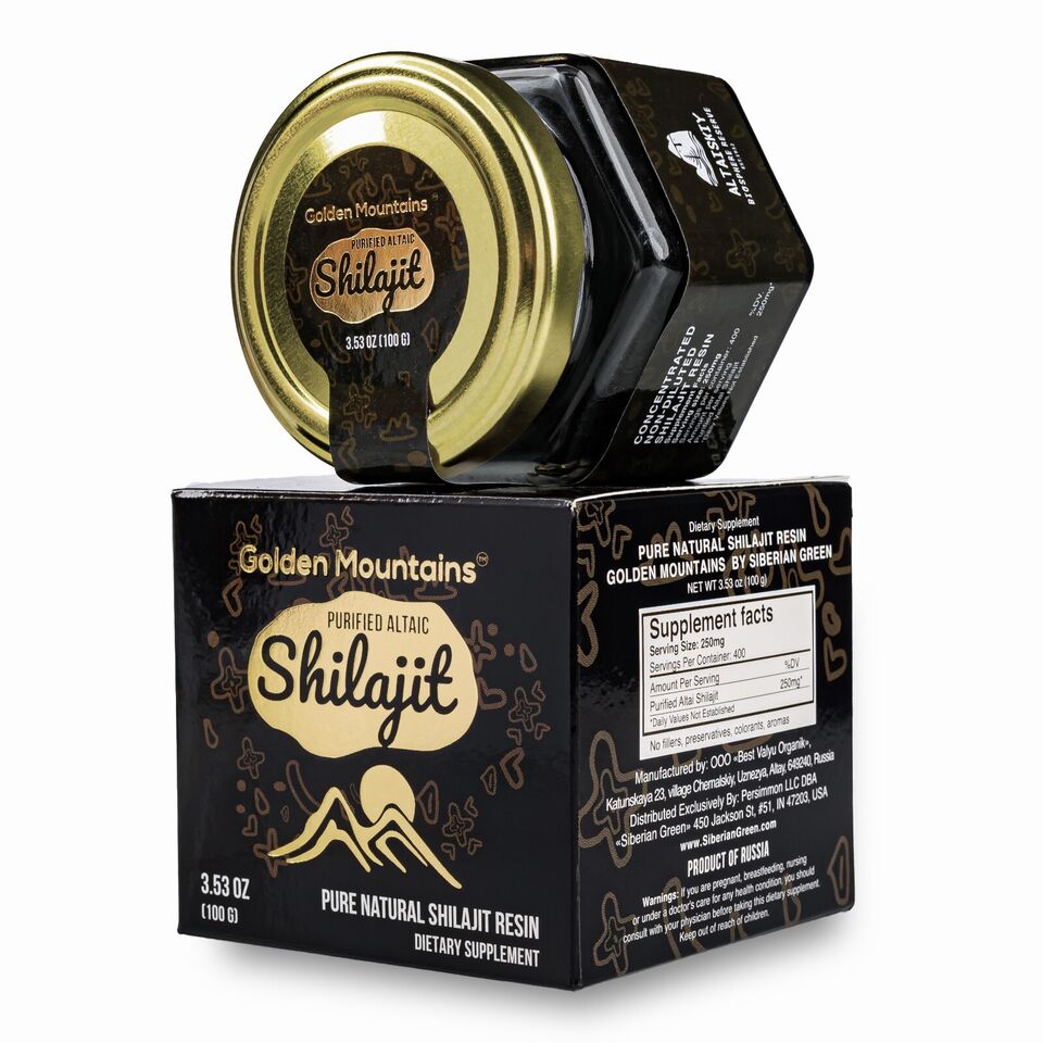 Golden Mountains Shilajit Resin Premium Pure Authentic Siberian Altai 100g 24Hr Smart