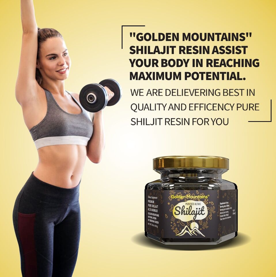 Golden Mountains Shilajit Resin Premium Pure Authentic Siberian Altai 100g 24Hr Smart