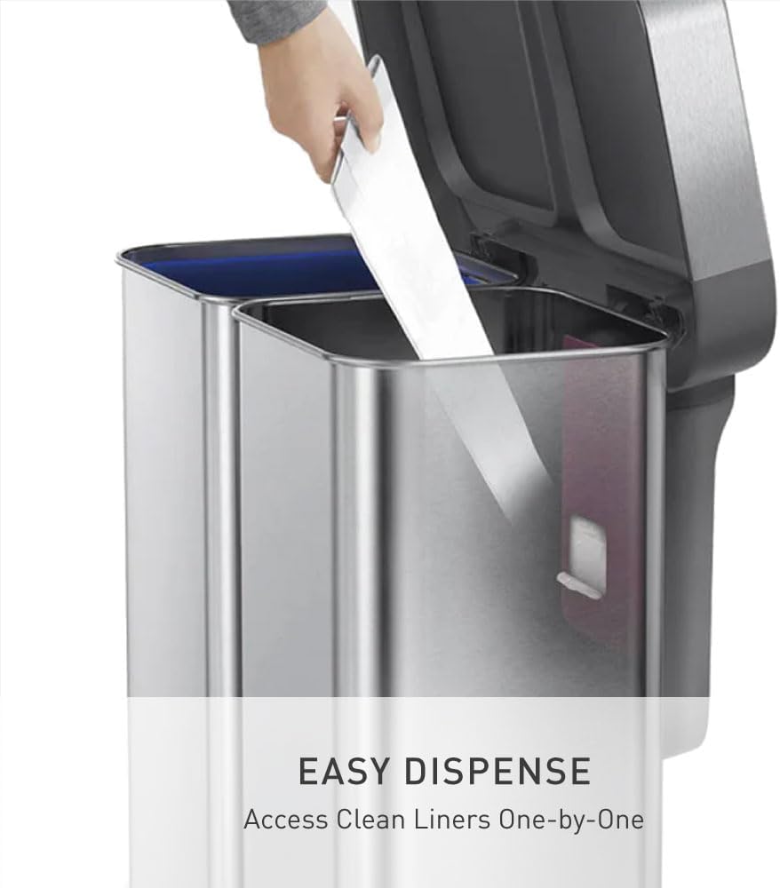 simplehuman Dual - Compartment Trash Can Gray 58L Kitchen Step Bin - 24hrsmart