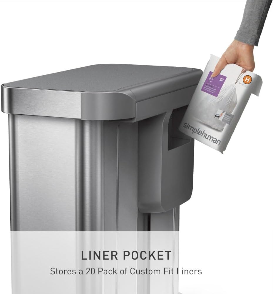 simplehuman Dual - Compartment Trash Can Gray 58L Kitchen Step Bin - 24hrsmart