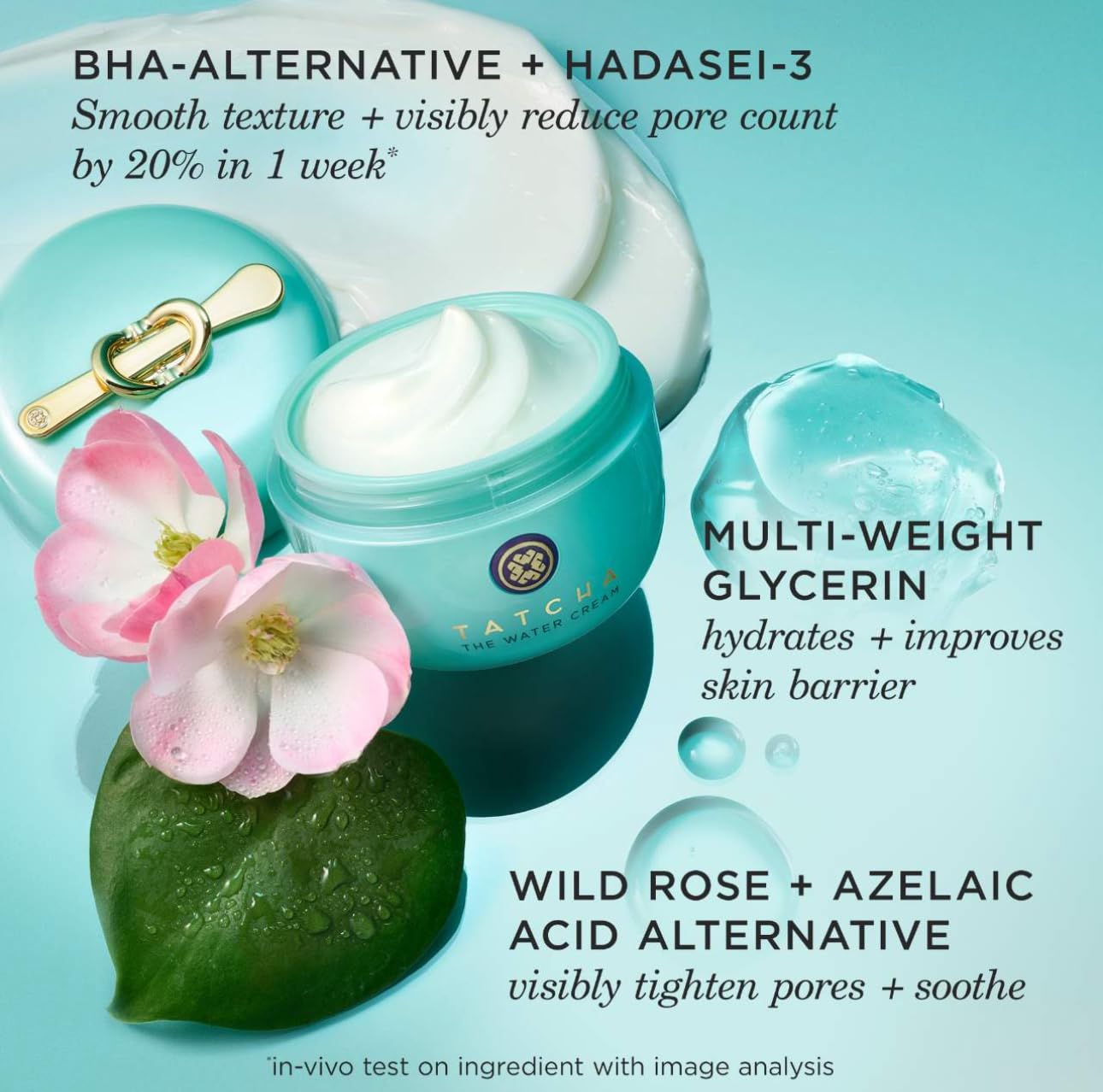 Tatcha THE WATER CREAM Oil - Free Pore Minimizing Moisturizer, Hydrating Gel 1.7oz - 24hrsmart