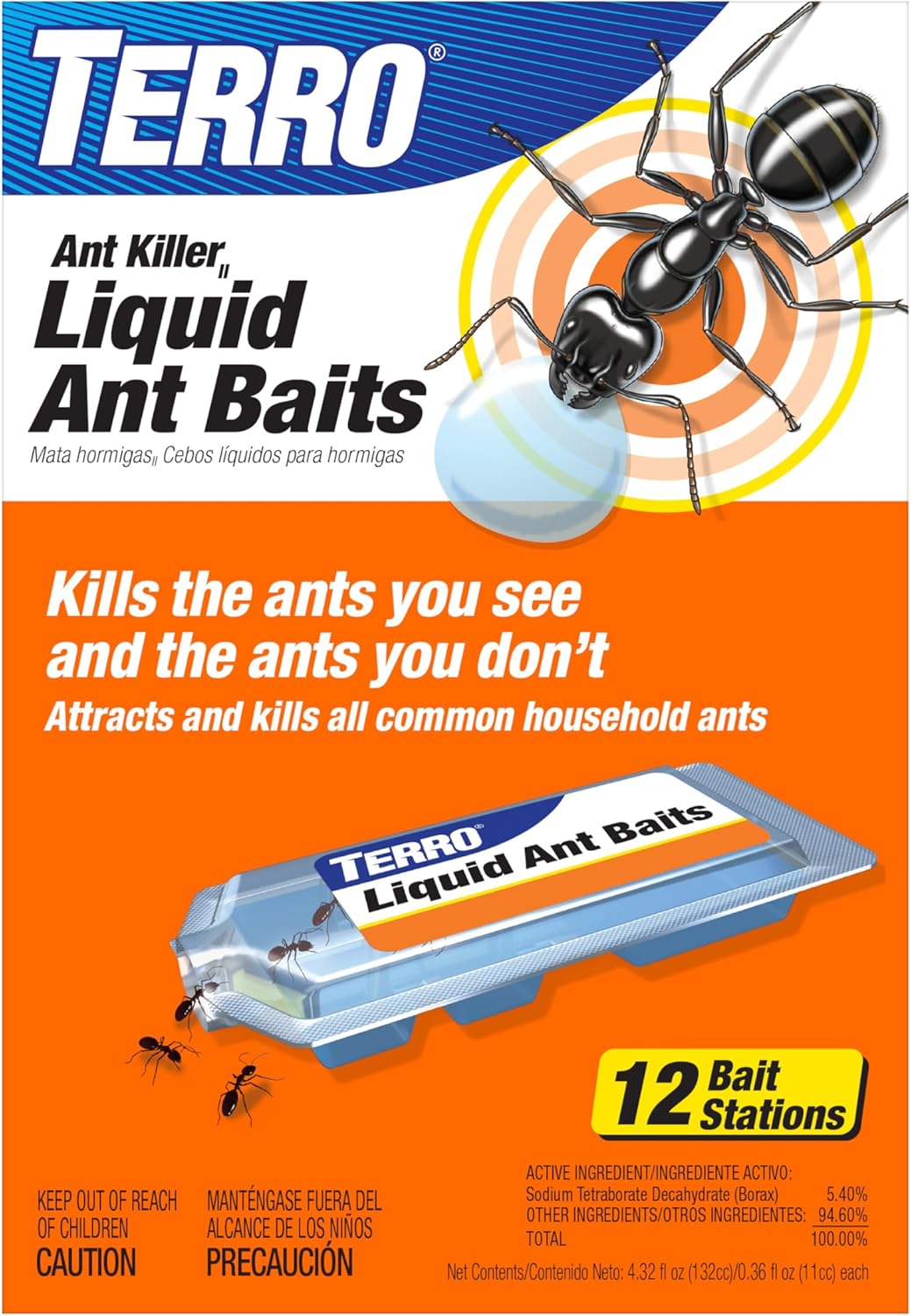 TERRO Ant Killer Bait Stations T300B - Liquid Bait to Eliminate Ants - Bait System - 12 Count Stations for Effective Indoor Ant Control - 24hrsmart