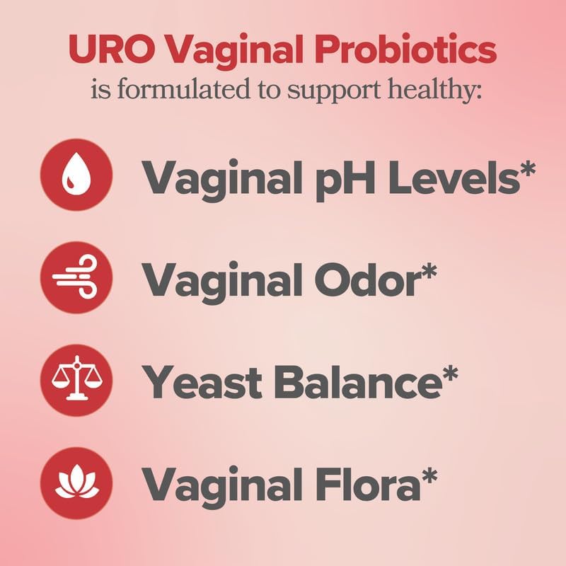 URO Vaginal Probiotics for Women pH Balance with Prebiotics & Lactobacillus Blend - Womens Health Supplement - Promote Healthy Vaginal Odor & Vaginal Flora, 60 Count - 24hrsmart