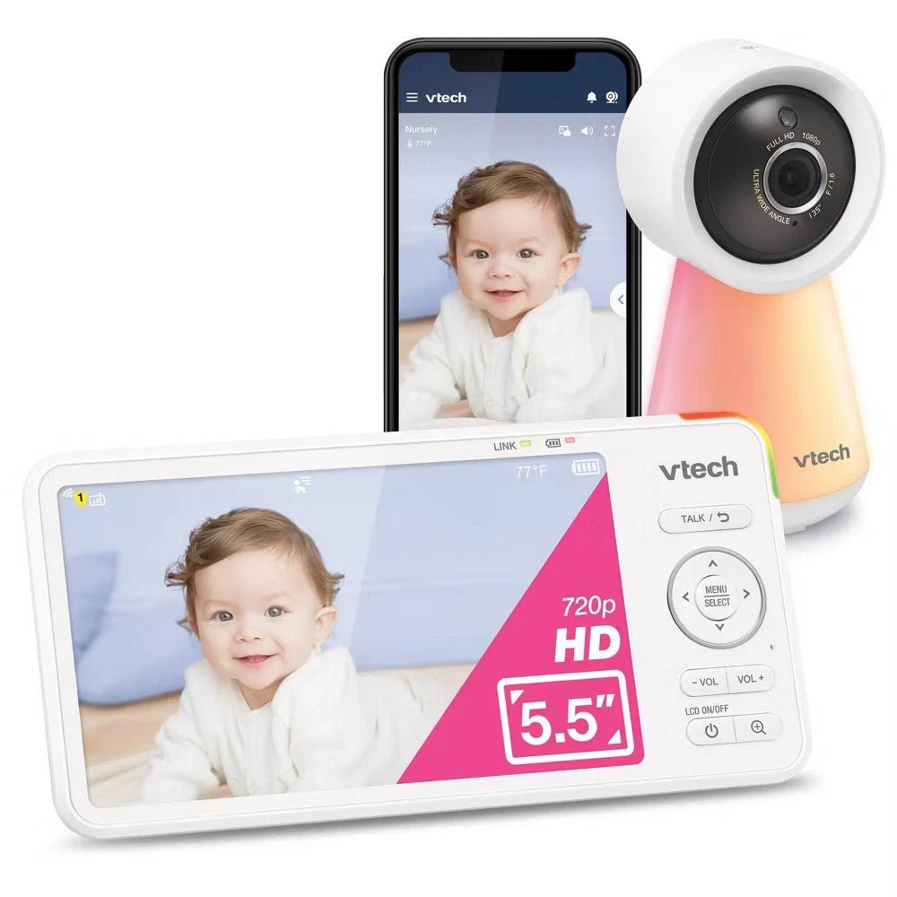 V - Tech 5.5" HD Smart Fixed Position Video Baby Monitor - 24hrsmart