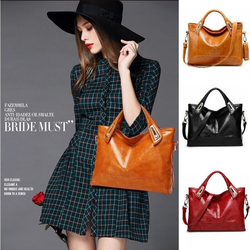 Women Large Soft PU Leather Tote Crossbody Satchel Shoulder Handbag Shopping Bag 24Hr Smart