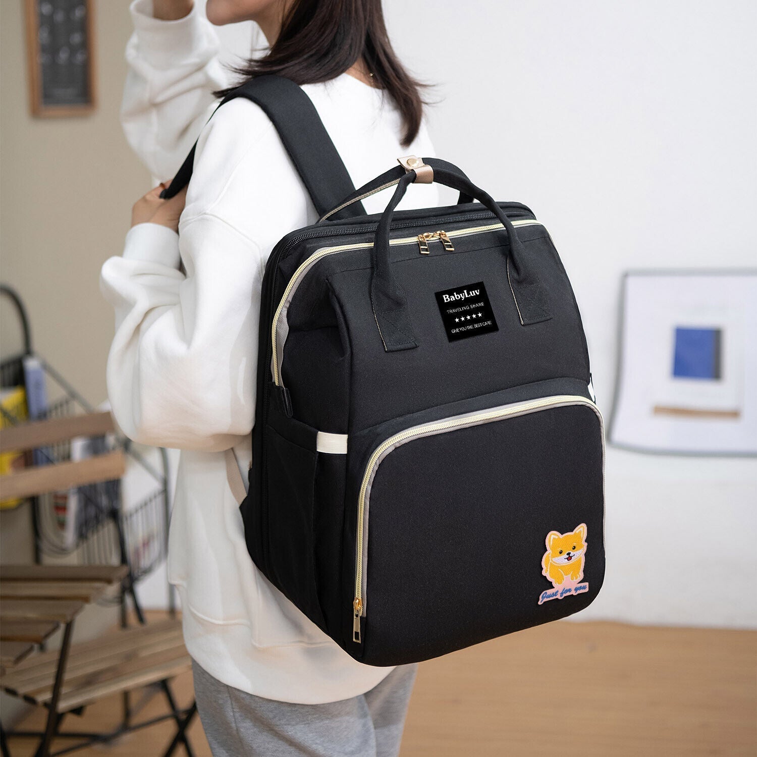 3-in-1 Baby Diaper Bag Backpack with Changing Station Portable Mommy Travel Bag 24Hr Smart