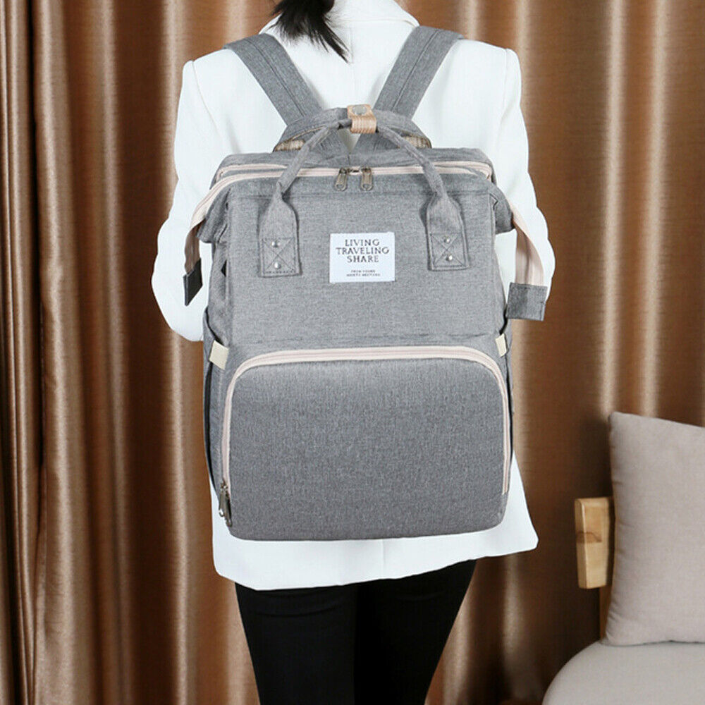 Waterproof 3 in 1 Baby Diaper Bag Backpack with Bassinet Changing Station Travel 24Hr Smart